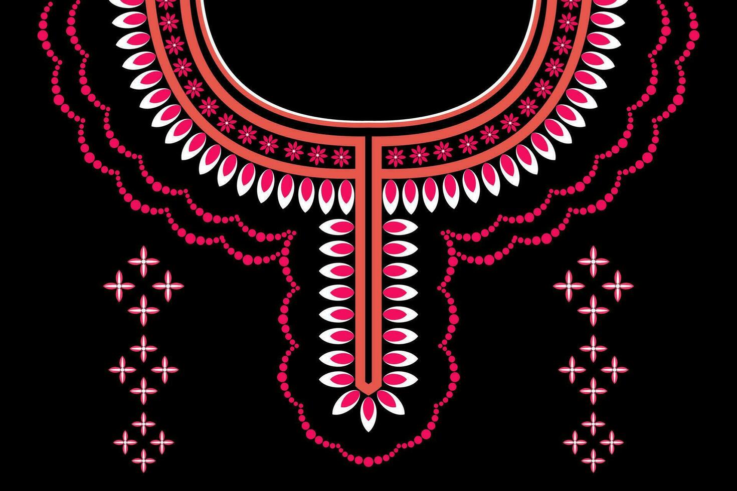 ethnic collar lace oriental pattern. Aztec style embroidery abstract vector illustration. Designs for fashion texture, textile, fabric, shirt, cloth