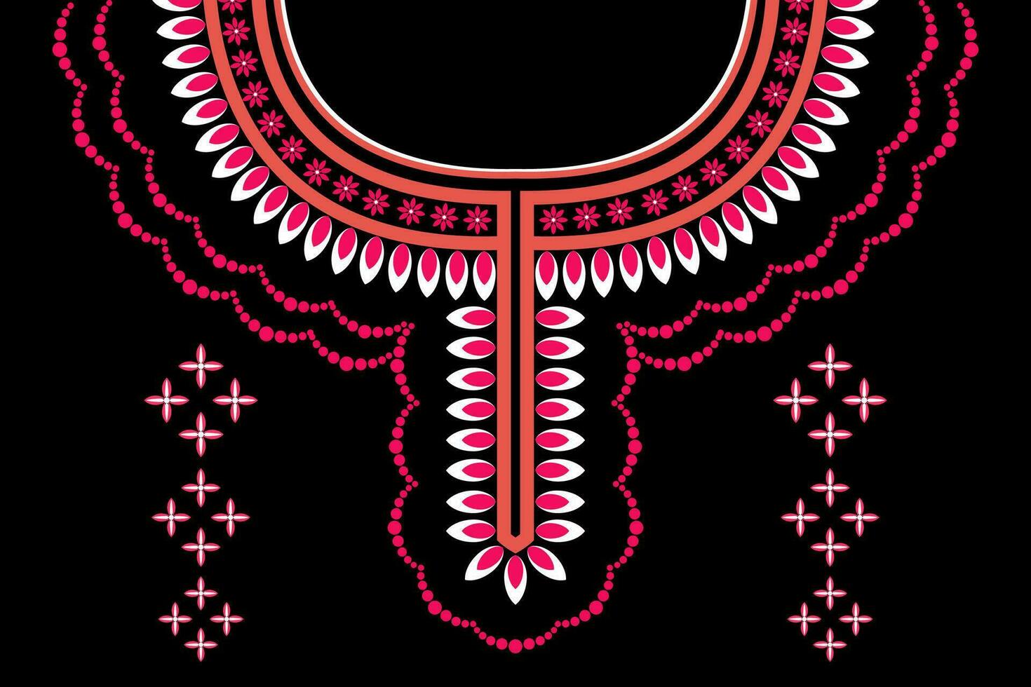 ethnic collar lace oriental pattern. Aztec style embroidery abstract vector illustration. Designs for fashion texture, textile, fabric, shirt, cloth