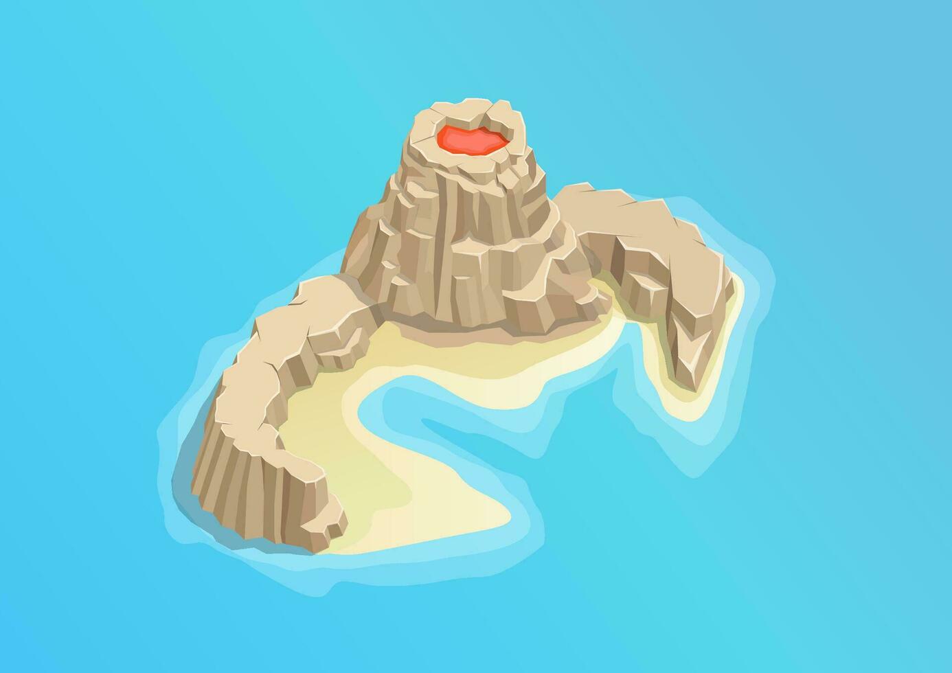 isometric rocky volcano vector