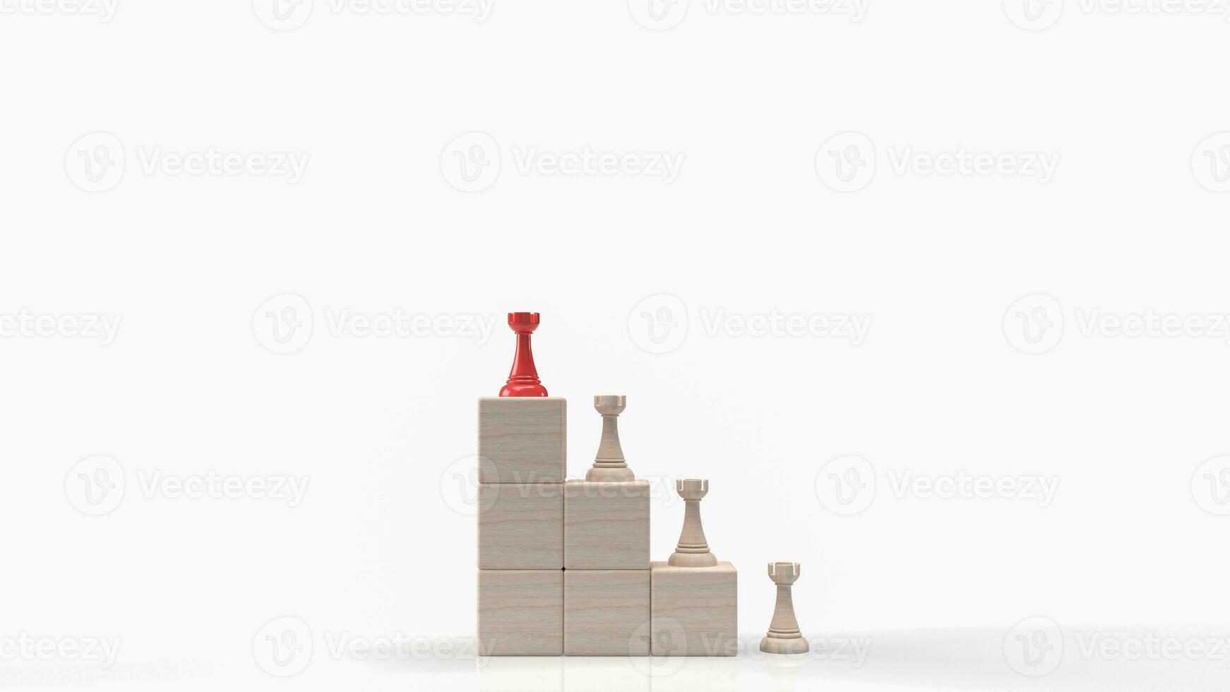 The chess on cube wood for Business concept 3d rendering photo
