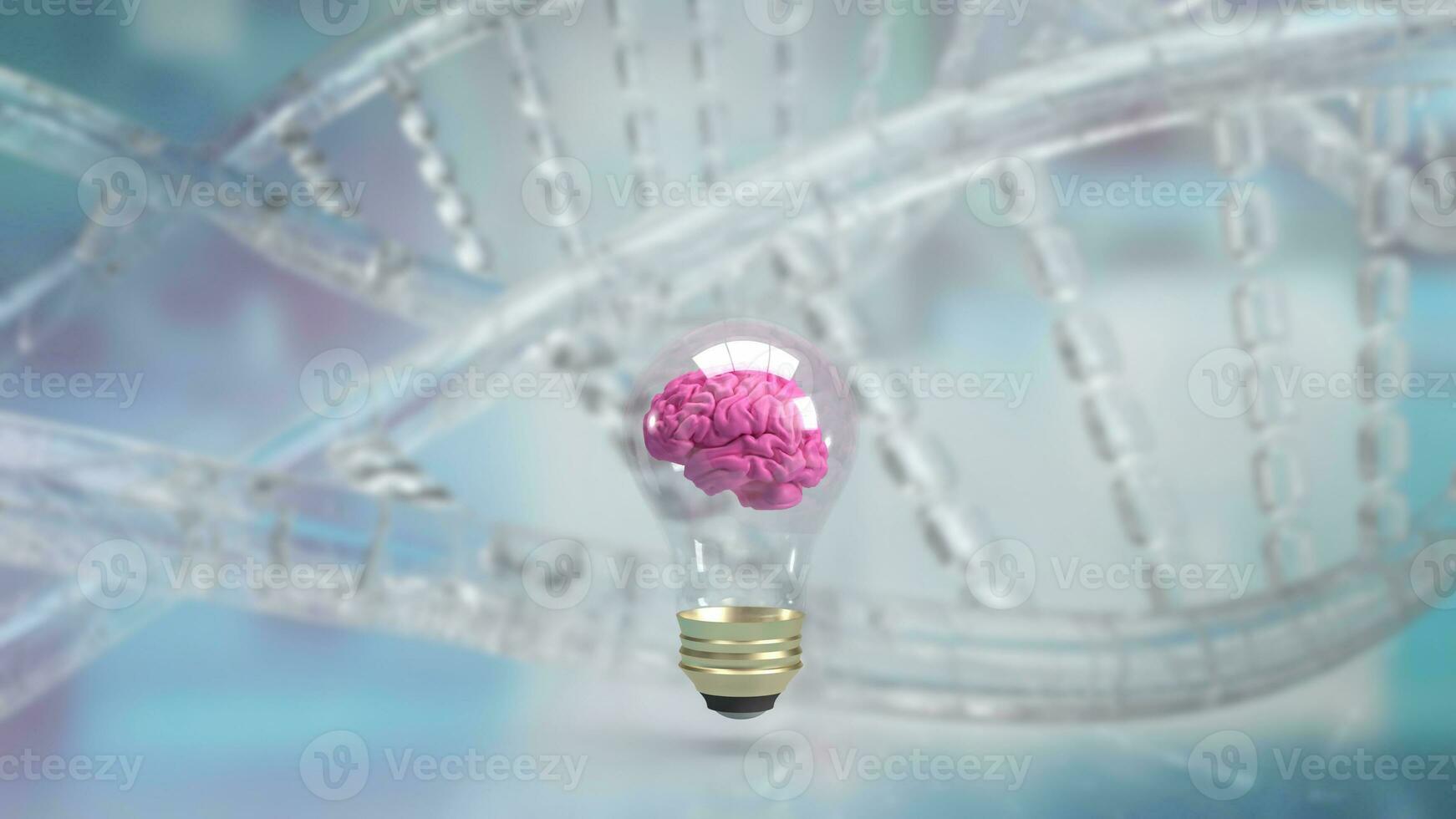 The brain in light bulb for creative or sci concept 3d rendering photo