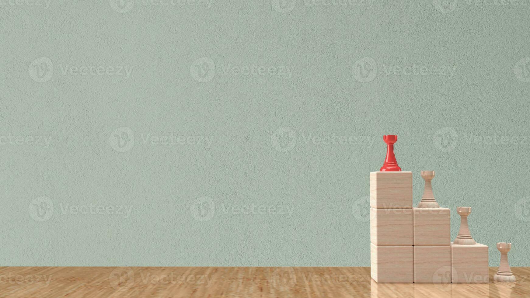 The chess on cube wood for Business concept 3d rendering photo