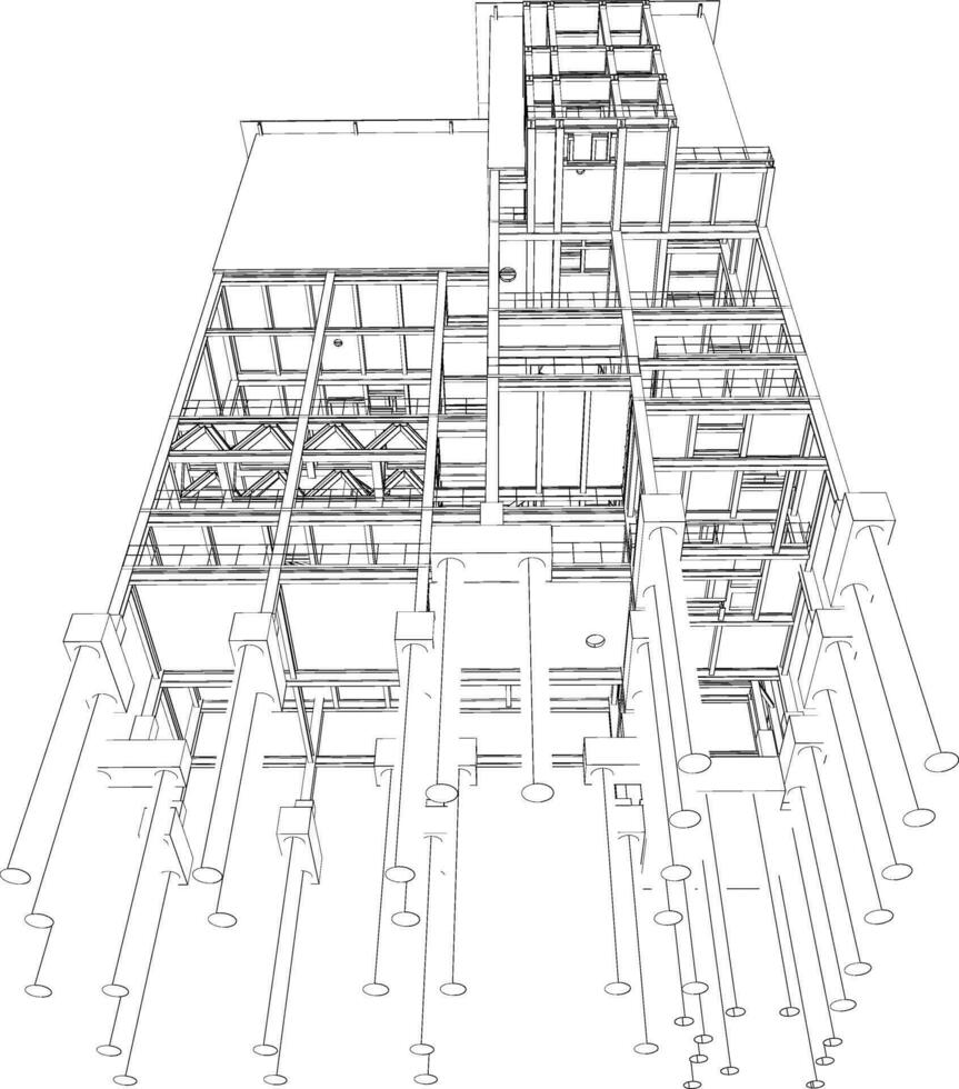 3d ilustración de industrial edificio vector