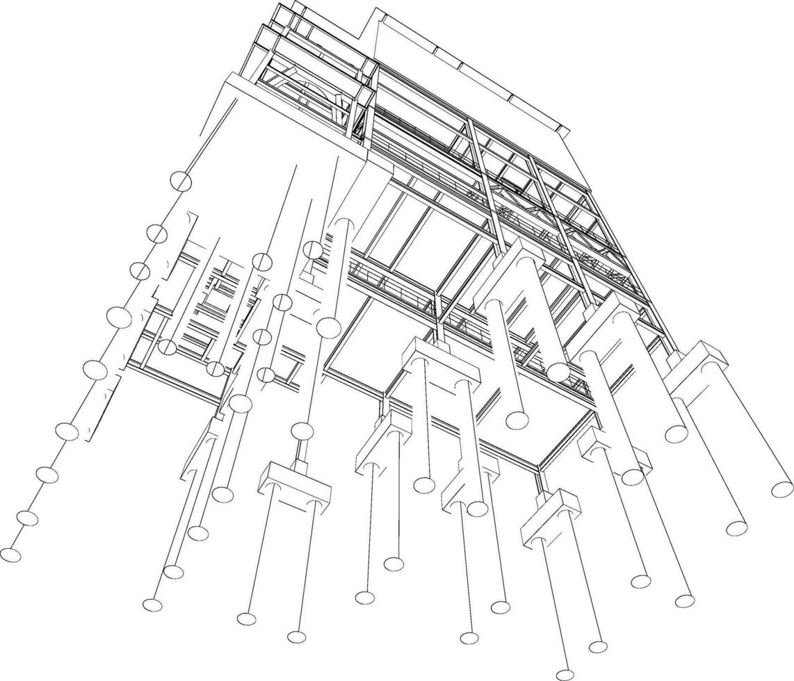 3D illustration of industrial building vector