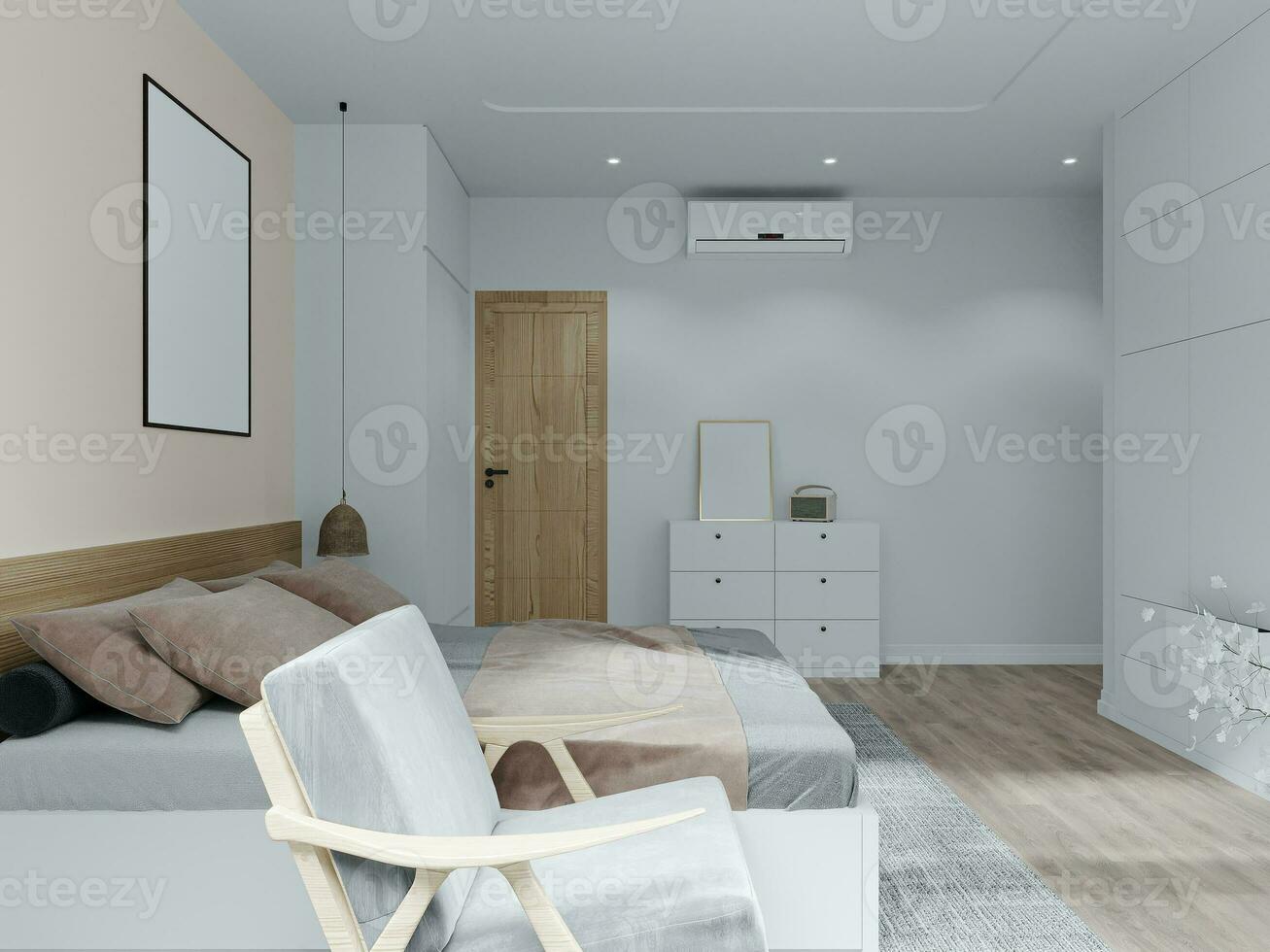 Create Your Bed Room more Comfy and Pleasant Through Minimal Touches 3D rendering photo