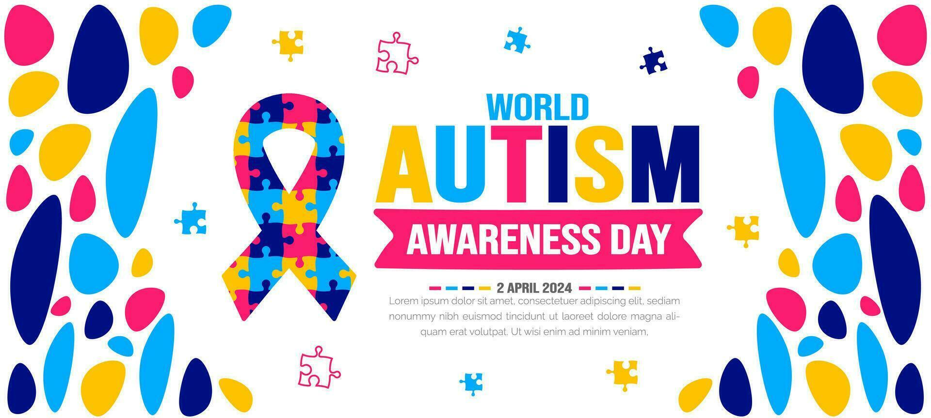 World autism awareness day background template celebrated in 2 April. use to background, banner, card, greeting card, poster, book cover, placard, photo frame, social media post banner template. vector