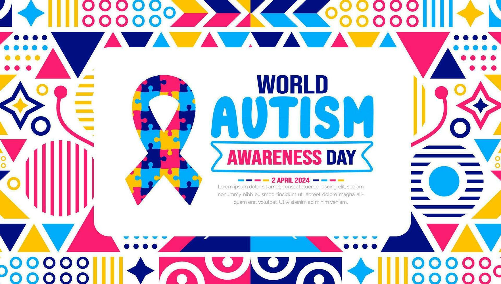 World autism awareness day background template celebrated in 2 April. use to background, banner, card, greeting card, poster, book cover, placard, photo frame, social media post banner template. vector