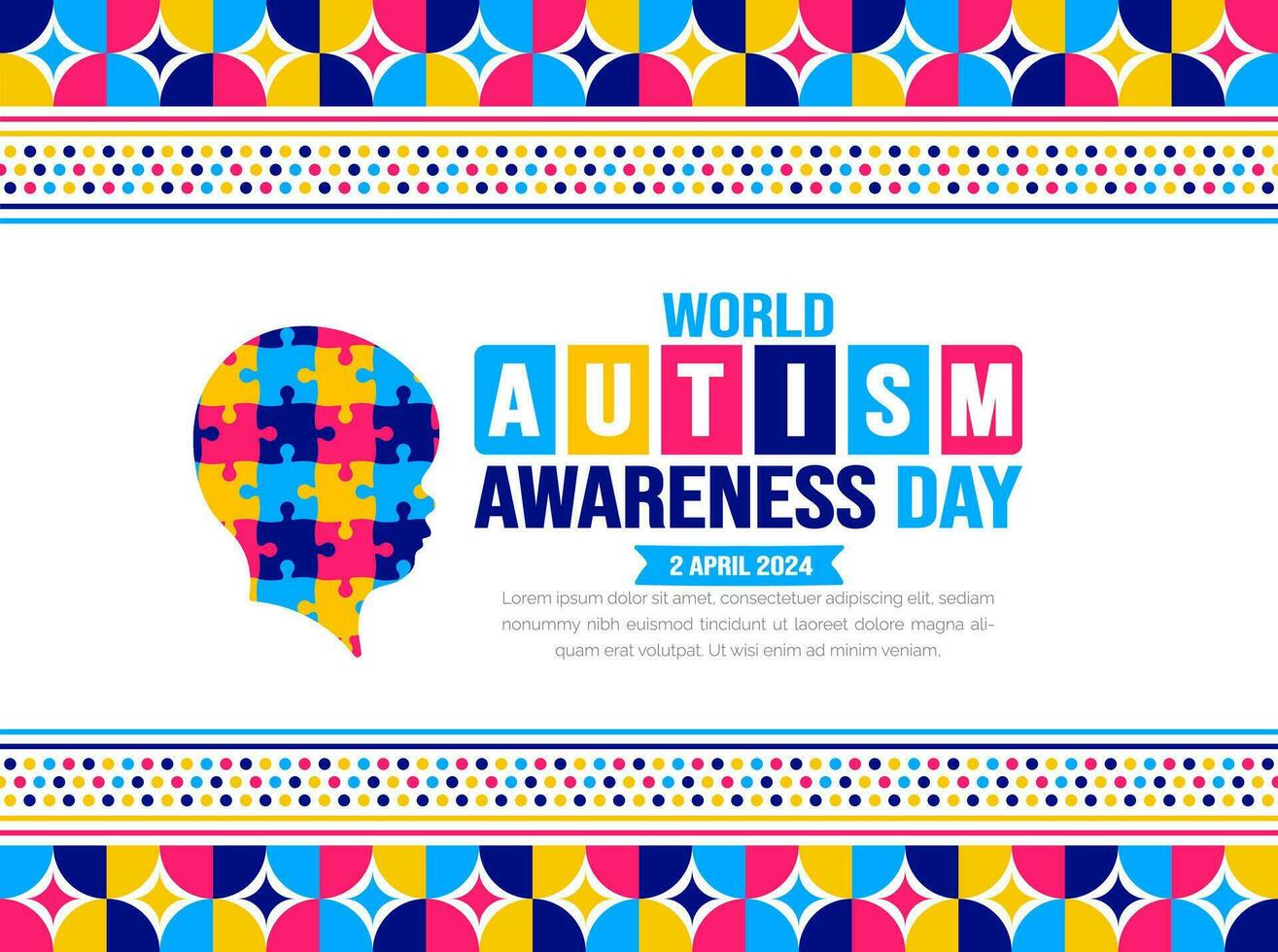 World autism awareness day background template celebrated in 2 April. use to background, banner, card, greeting card, poster, book cover, placard, photo frame, social media post banner template. vector