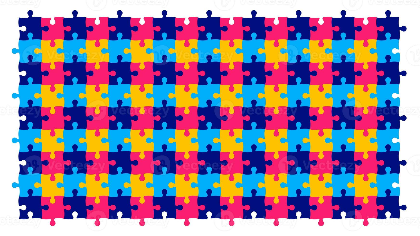World autism awareness day puzzle pieces pattern background template celebrated in 2 April. use to banner, card, greeting card, poster, book cover, placard, frame, social media post banner template. photo