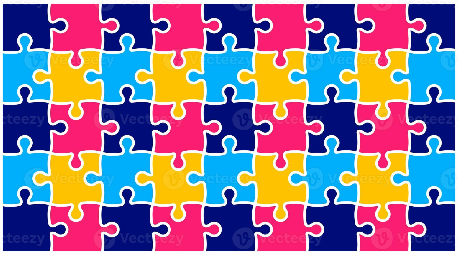 World autism awareness day puzzle pieces pattern background template celebrated in 2 April. use to banner, card, greeting card, poster, book cover, placard, frame, social media post banner template. photo