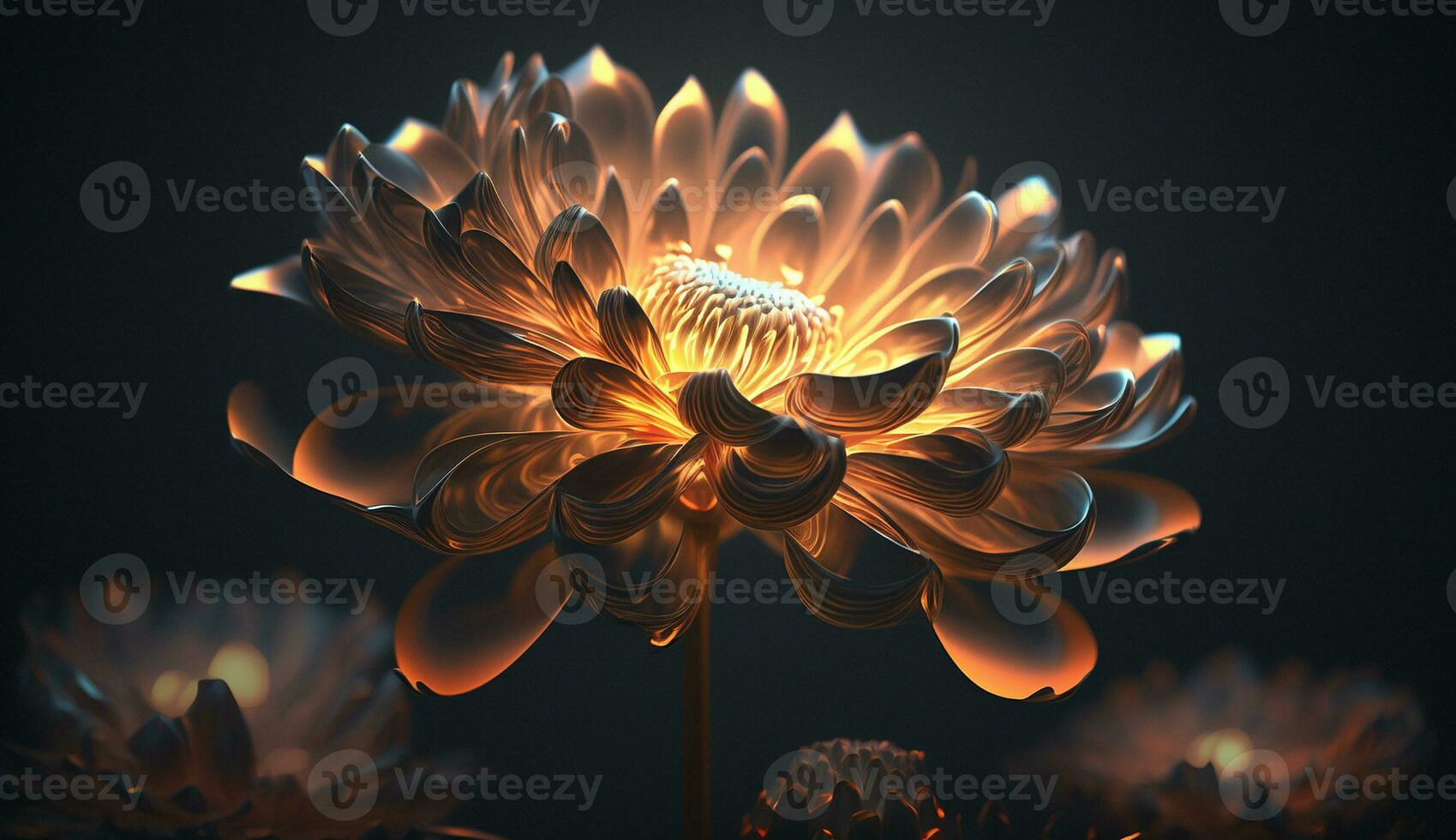 a flower glowing in the dark light shining photography AI Generated Photo