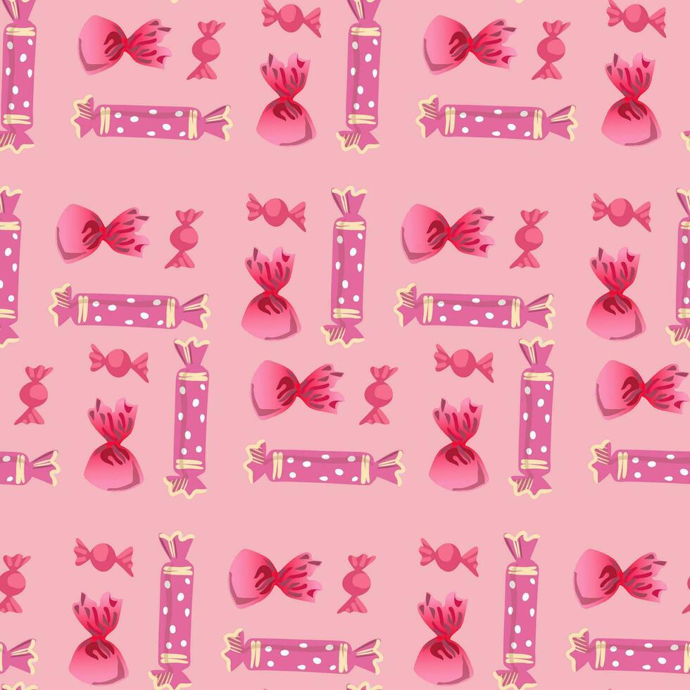 Pattern seamless candy, sweets on pink background. Decorative print. vector