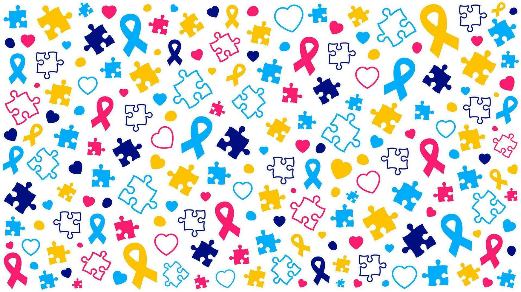 World autism awareness day puzzle pieces pattern background template celebrated in 2 April. use to banner, card, greeting card, poster, book cover, placard, frame, social media post banner template. vector