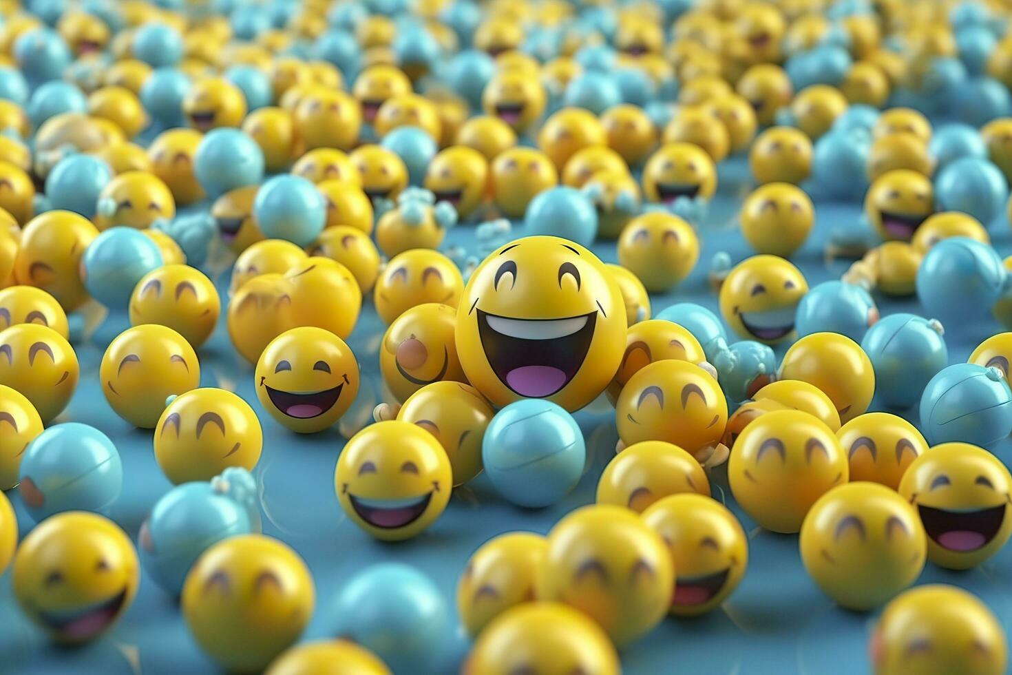 Happy and laughing emoticons 3d rendering background, social media and communications concept. AI Generative photo