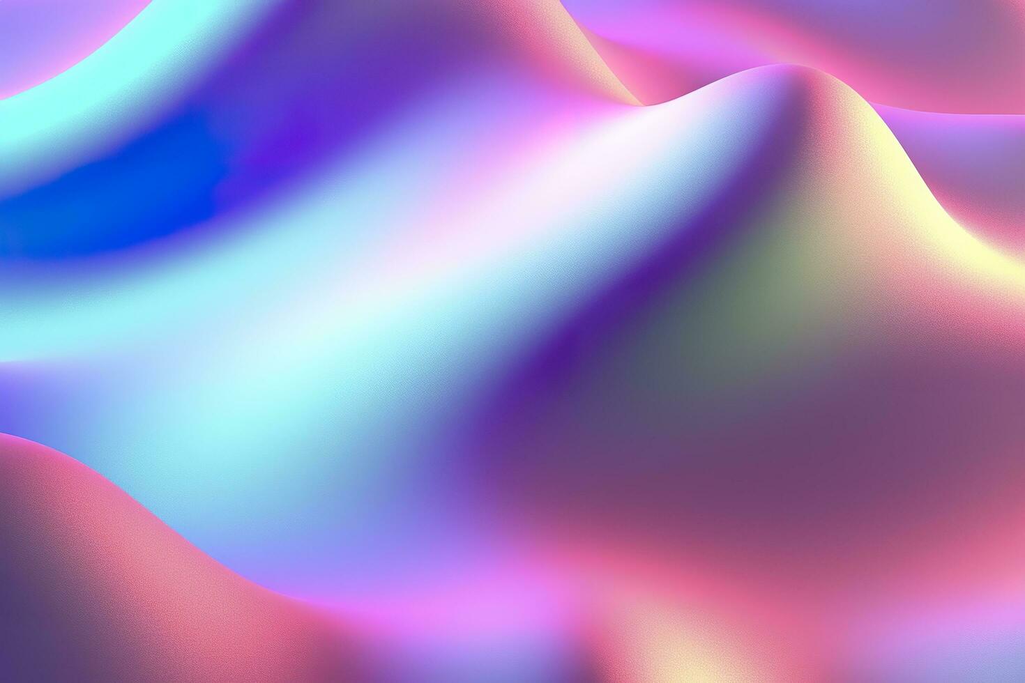 Gradient holographic Iridescent waves, frosted glass, soft textured gradient, and isometric, reflections. AI Generative photo