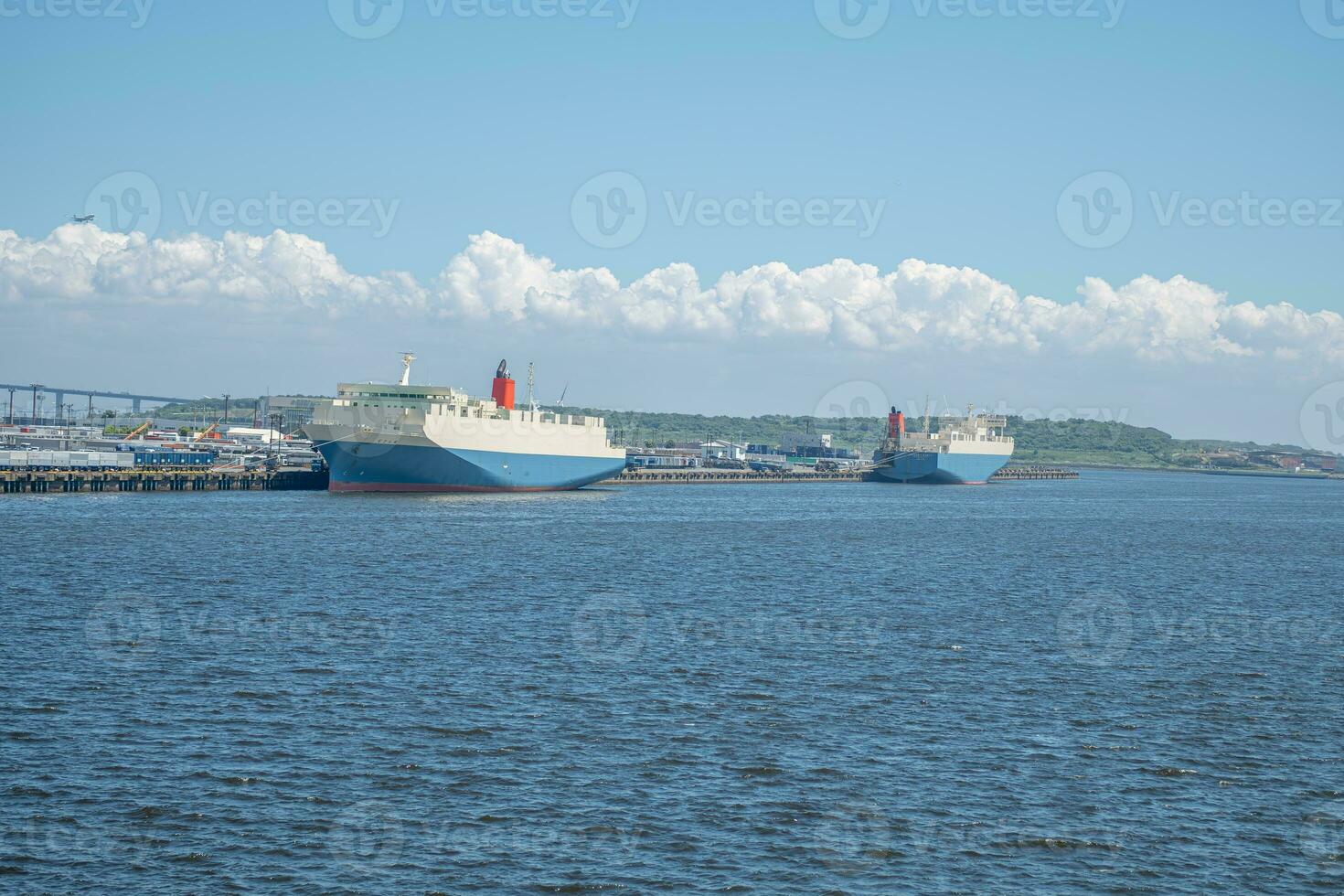 Tokyo deep water port with cargo ship in Tokyo, Japan photo