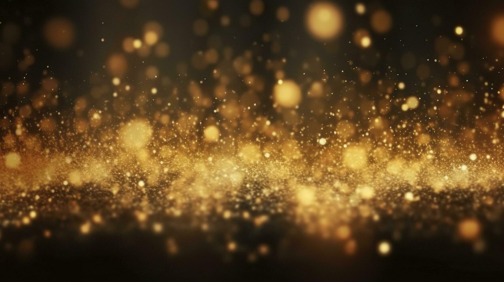 Abstract luxury gold background with gold particles. glitter vintage lights background. Christmas Golden light shine particles bokeh on dark background. Gold foil texture. Holiday.  AI Generative photo