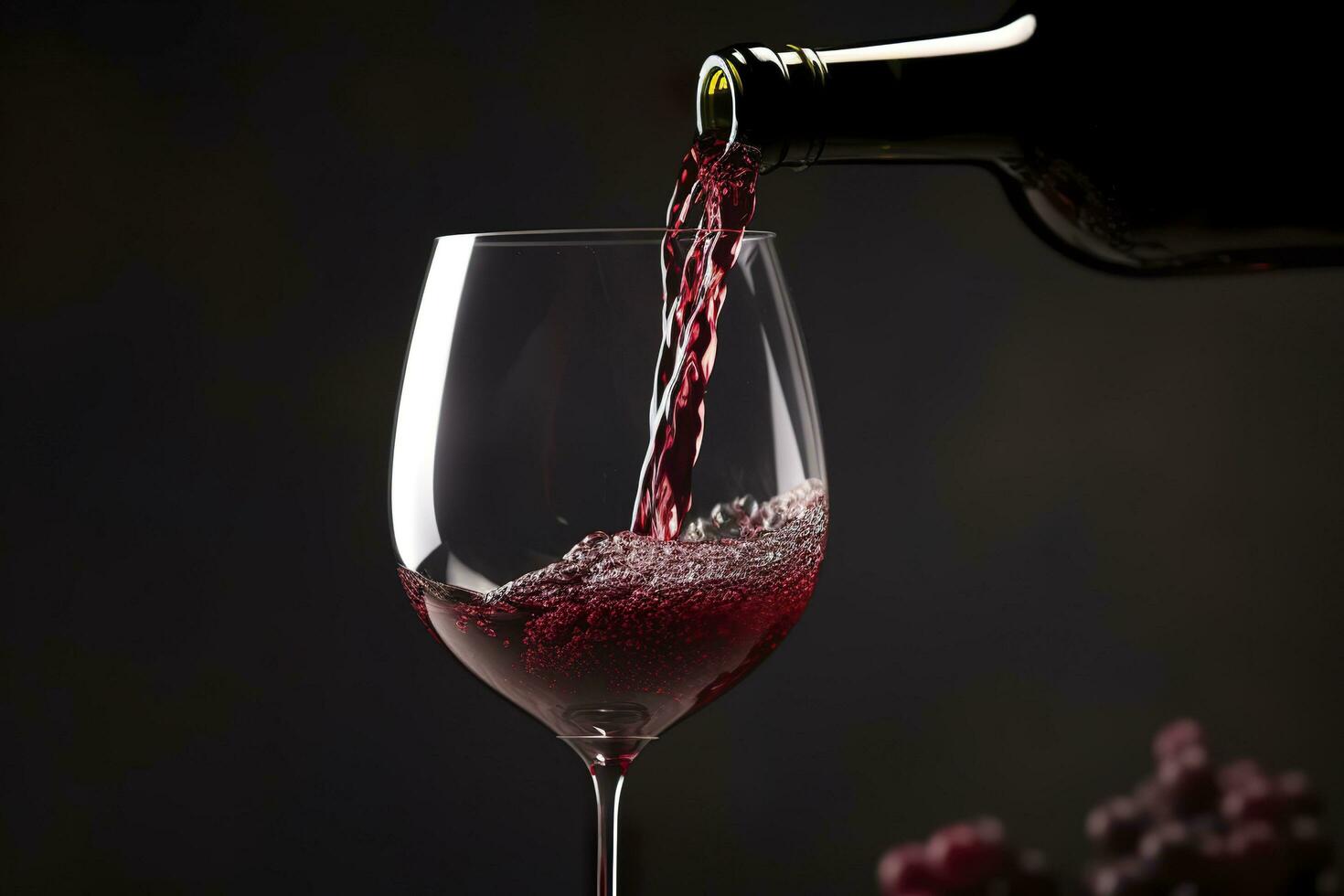 Pouring red wine into a wine glass. AI Generative photo