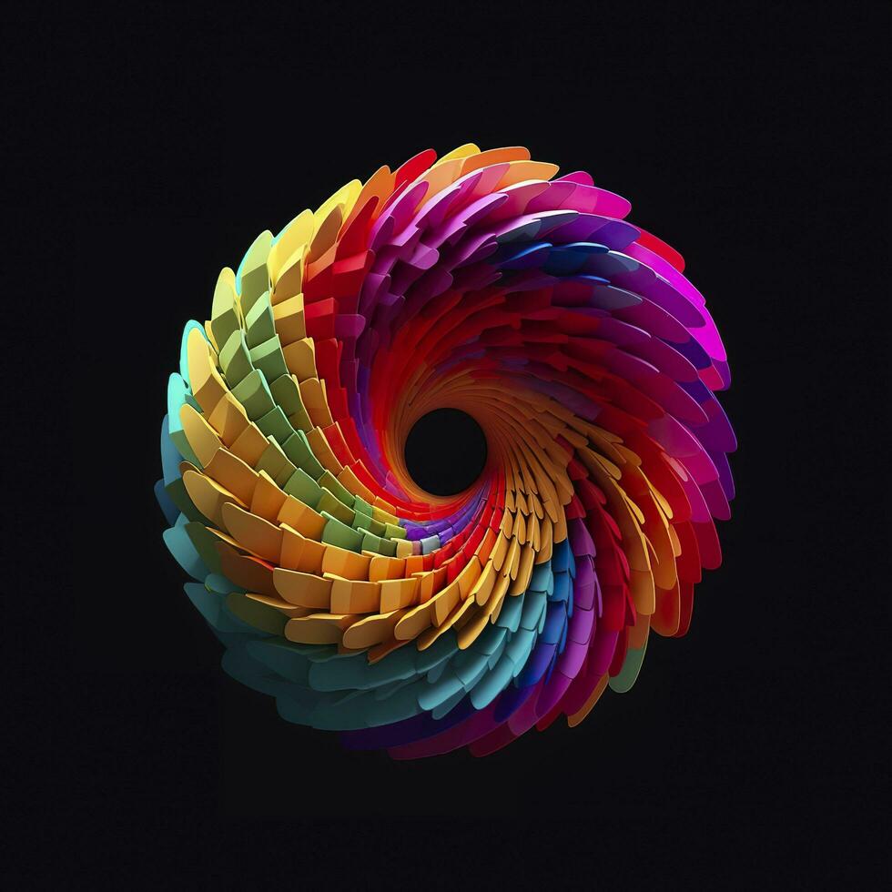 Abstract Rainbow Spiral. Soft and Rounded Forms Rendered in Tangled Perfection. AI Generative photo