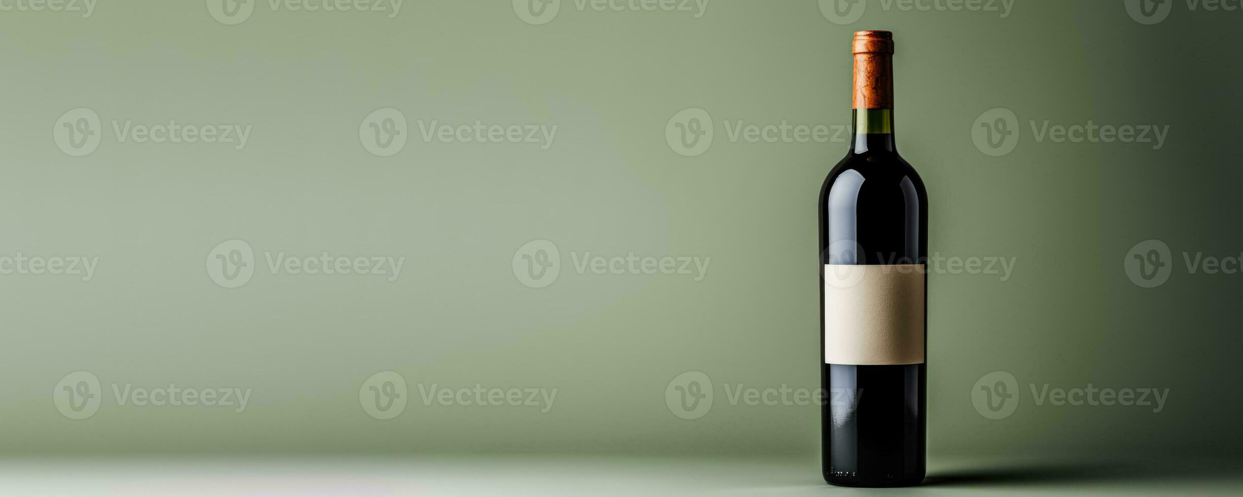 A perfectly labeled wine bottle from a renowned winery isolated on a gradient background photo