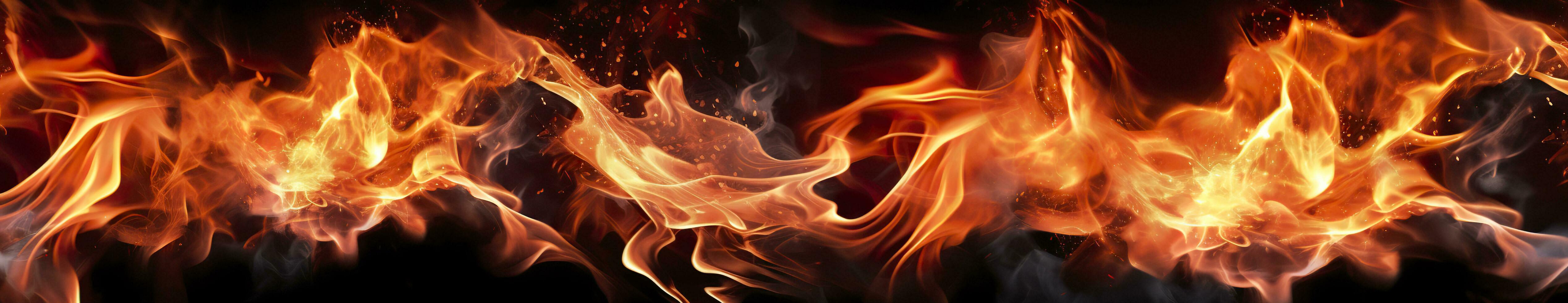 Fire flames on black background. AI Generative photo