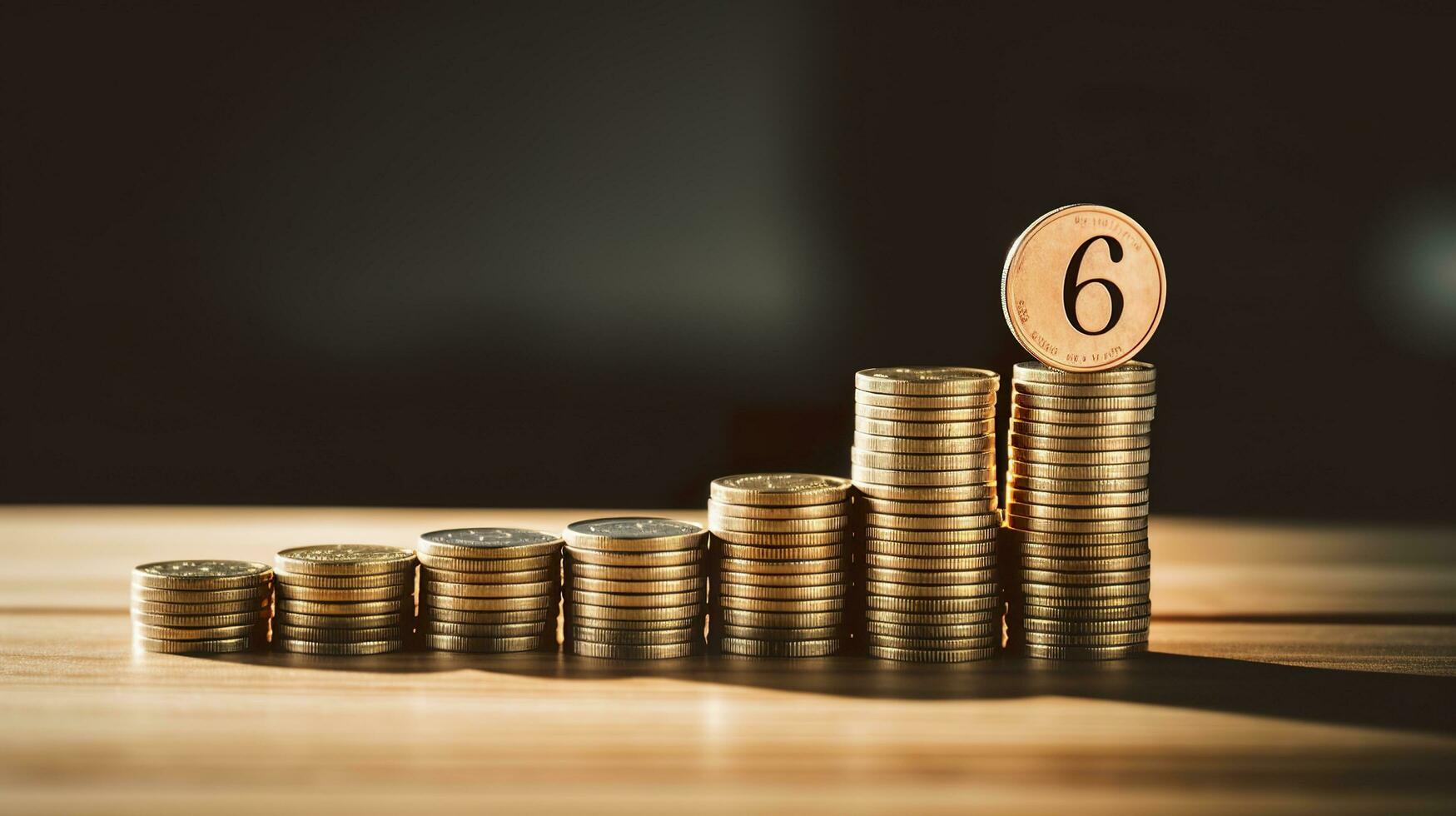 Percentage model with coins stack. Concepts of the banking system, rising interest rates, inflation, deflation, and savings. AI Generative photo