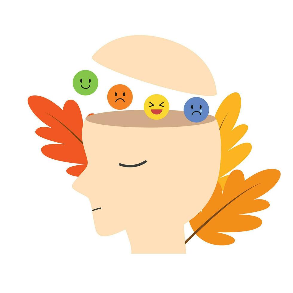 Emotional in your brain. Mental health illustration vector