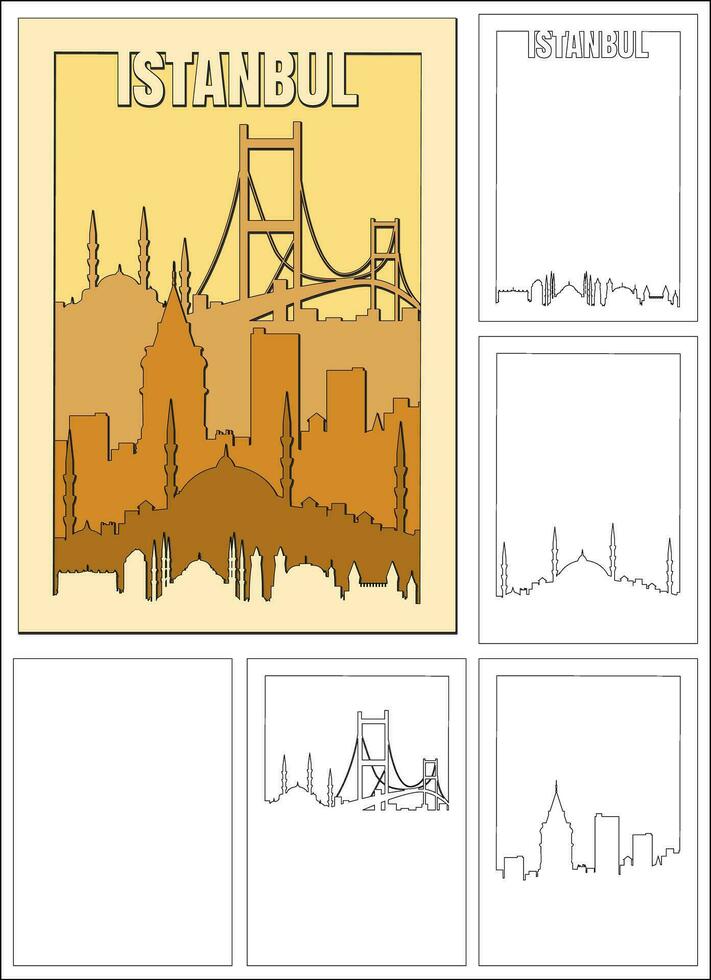 Estanbul viaje póster cnc. láser corte vector