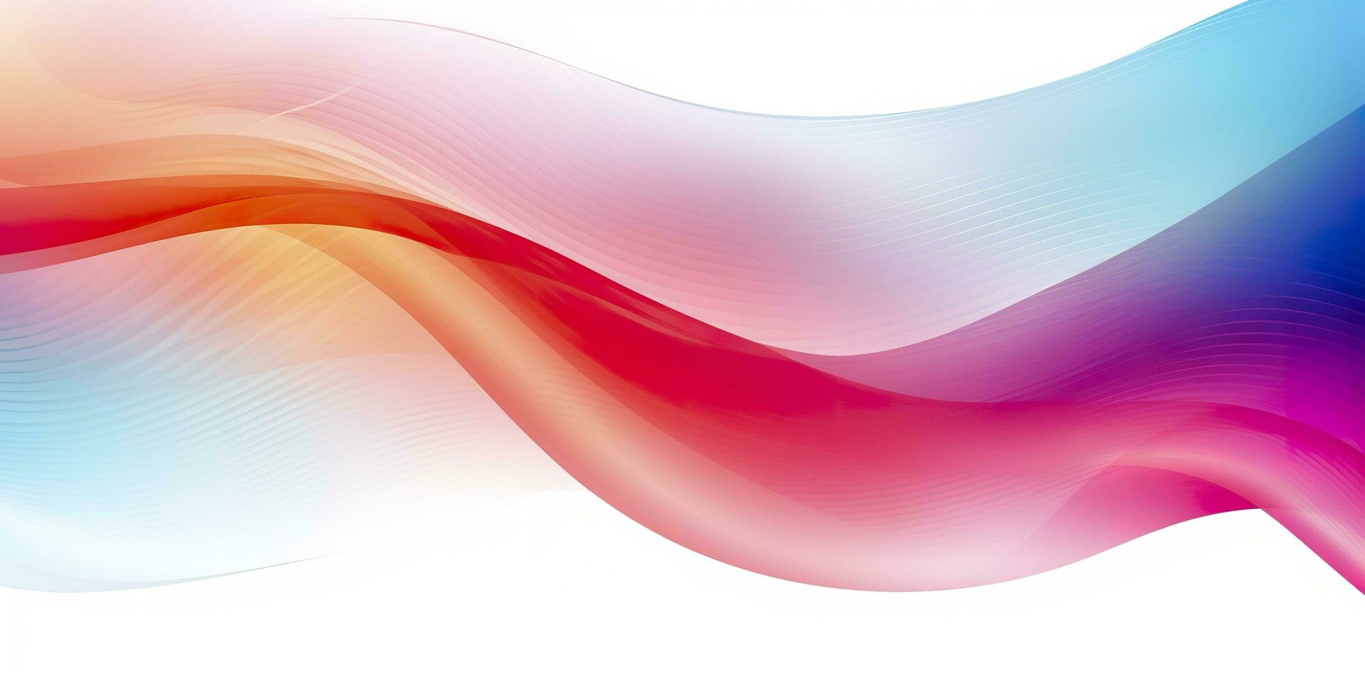 Colorful abstract wave lines flowing horizontally on a white background, ideal for technology, music, science and the digital world. AI Generative photo