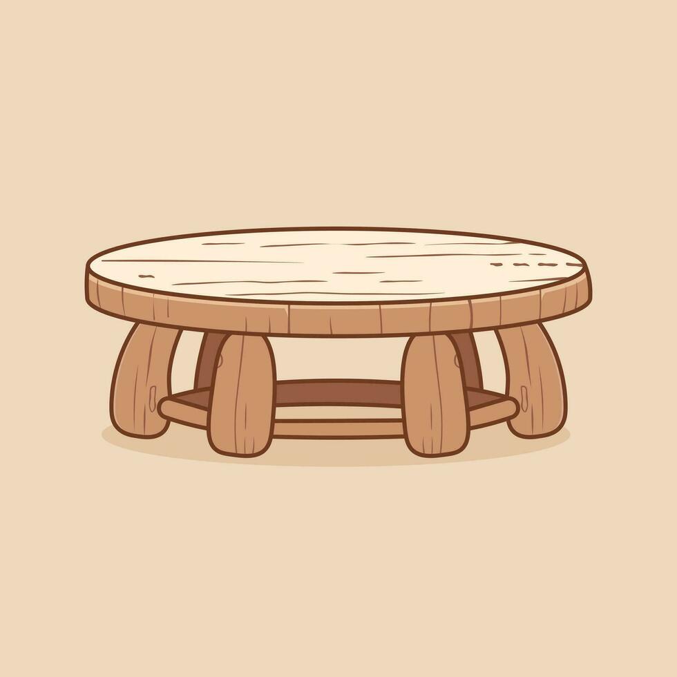 Wooden table isolated on white background. Vector illustration in cartoon style