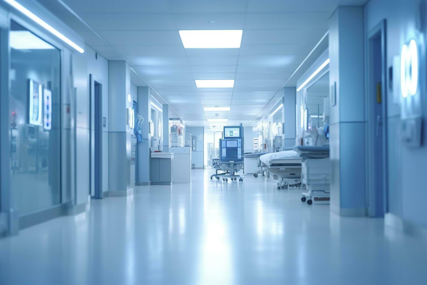 Ideal Healthcare Background with Surrealist Blurry Hospital Scene. AI Generative photo