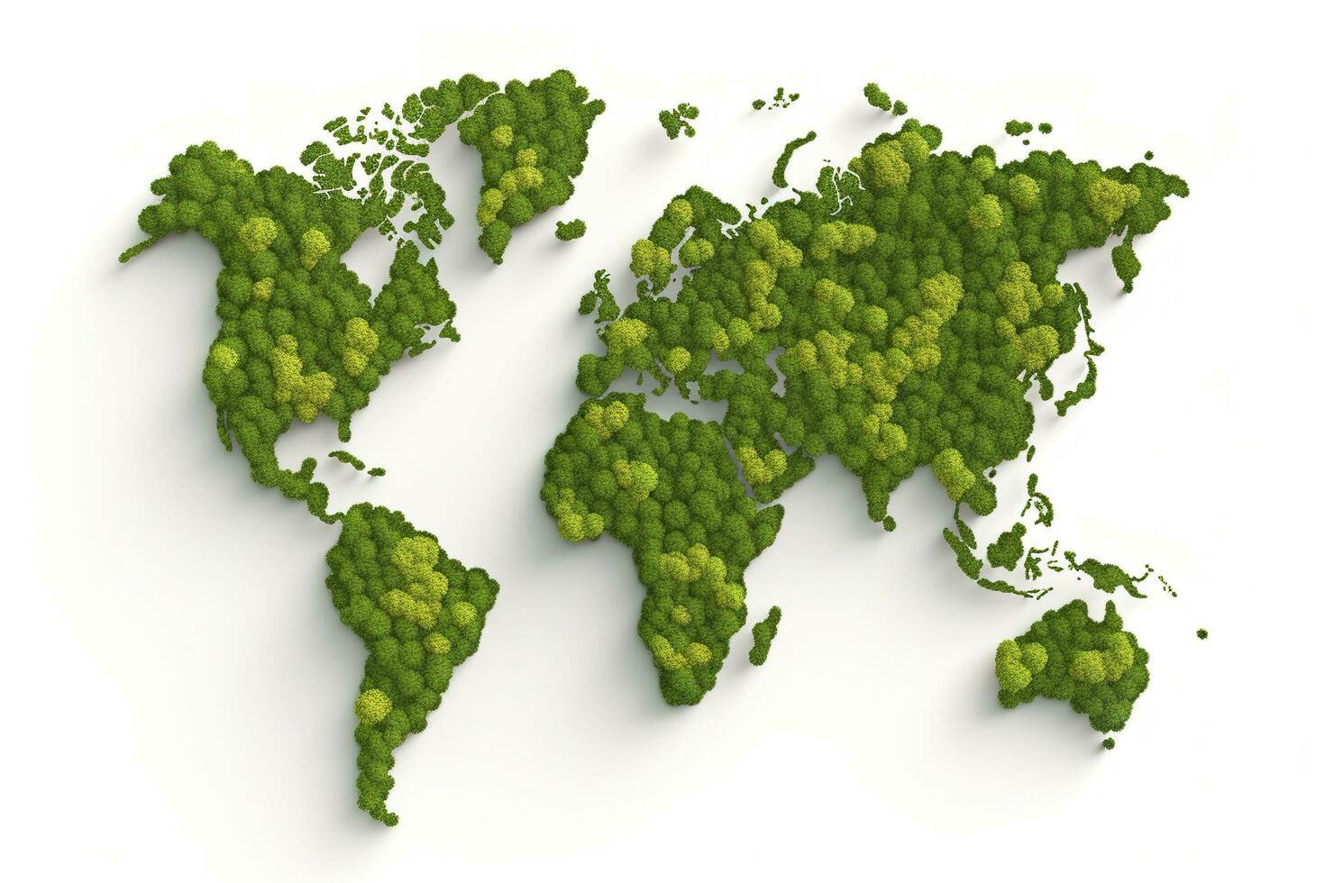 world map green grass surface isolated on a white background. Generative AI photo