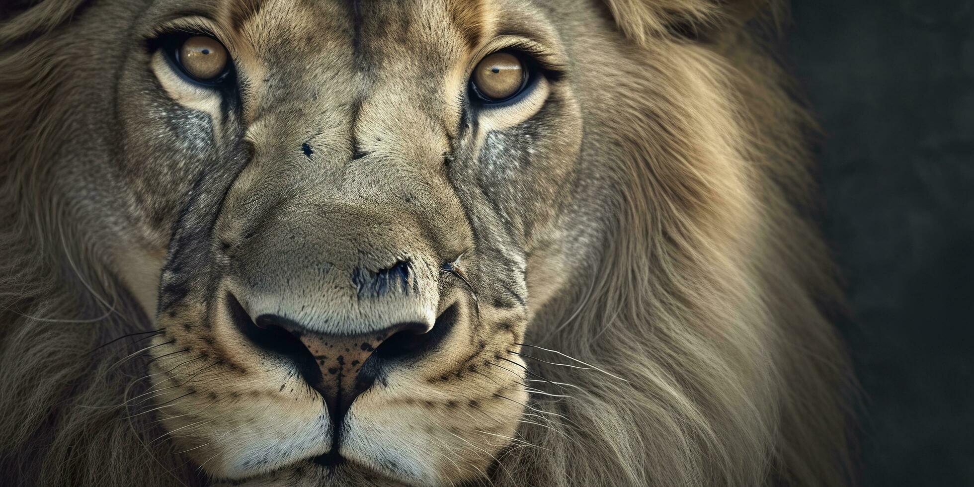 Close up of an African lion. Generative AI photo