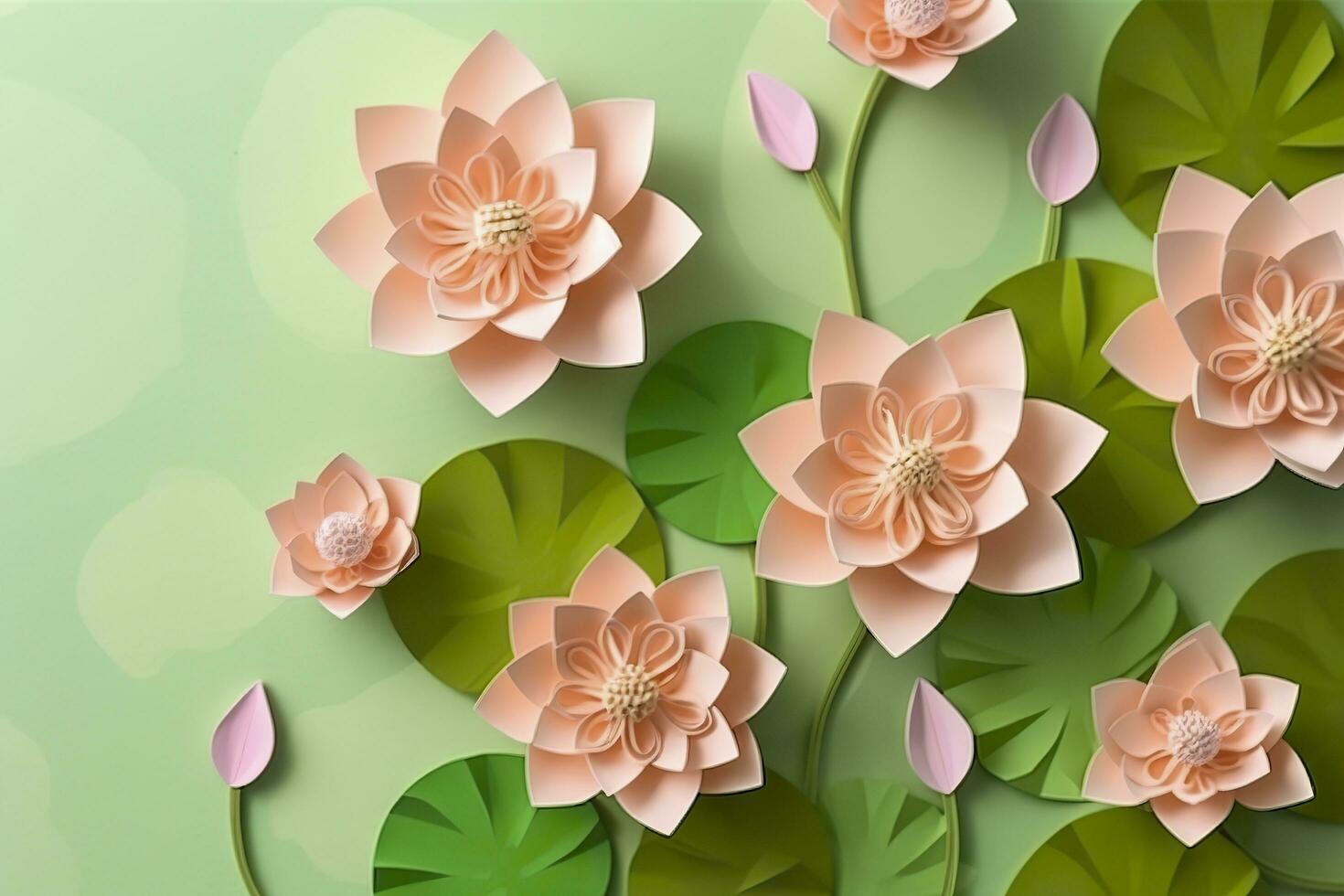 Lotus Flowers. A Shadow Box Paper Craft. Generative AI photo