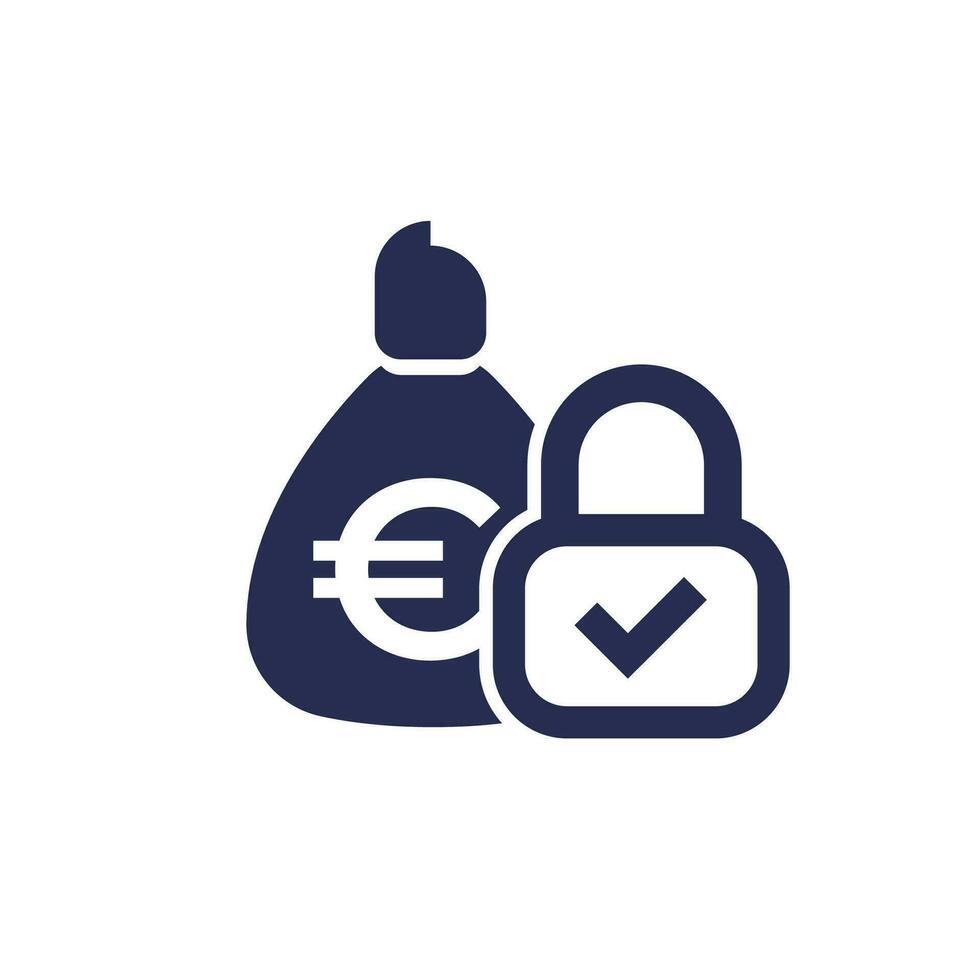 secure money icon with euro vector