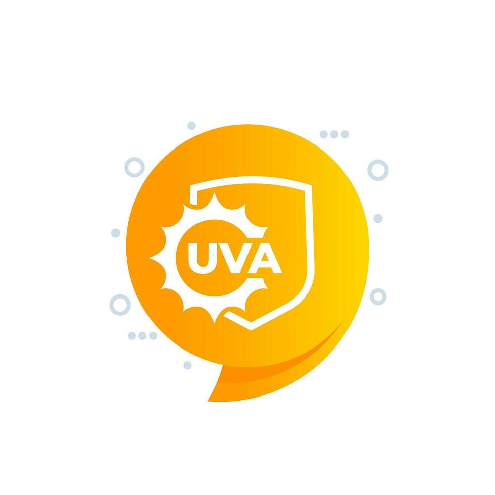 UVA protection icon with sun and shield, vector