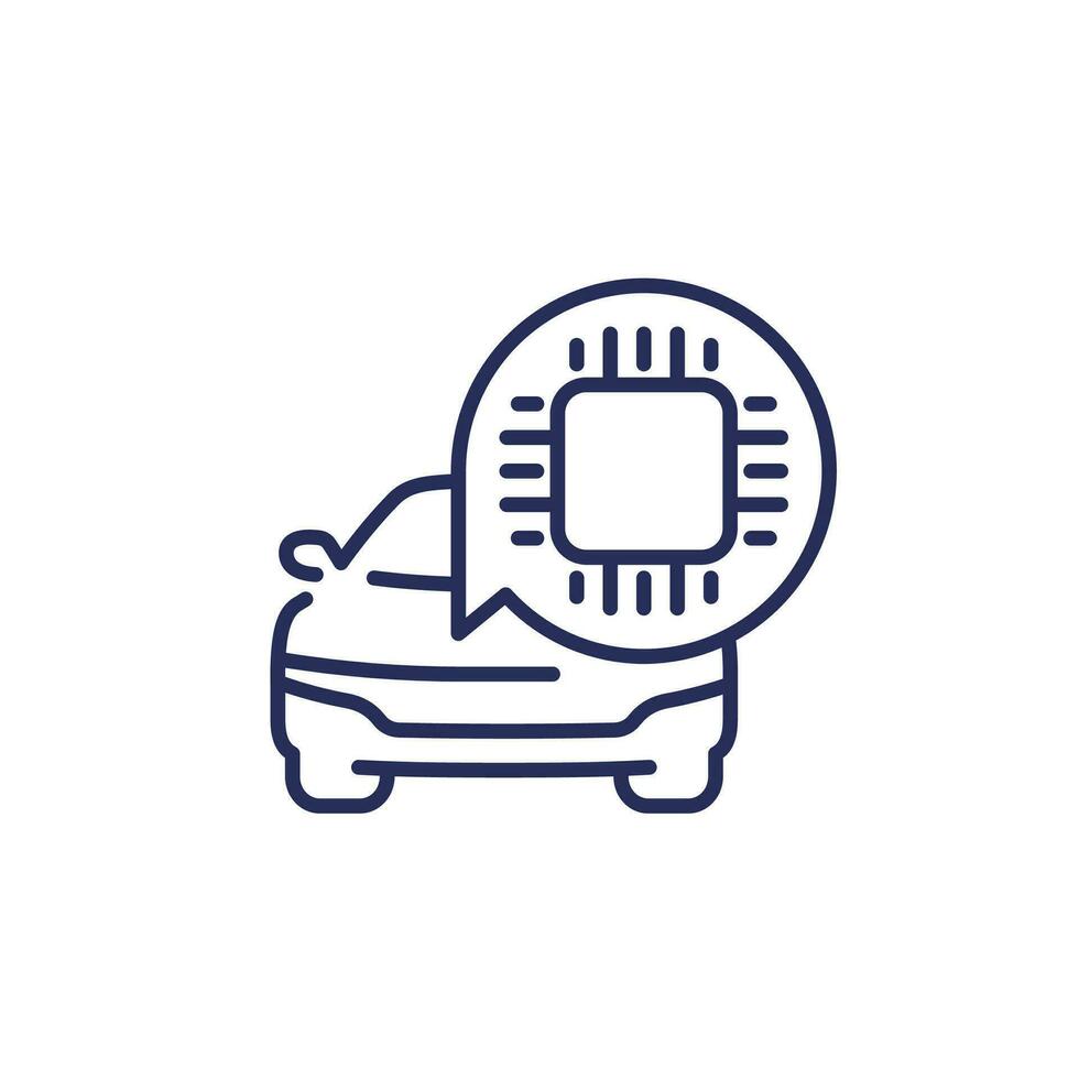 microchip and car line icon vector
