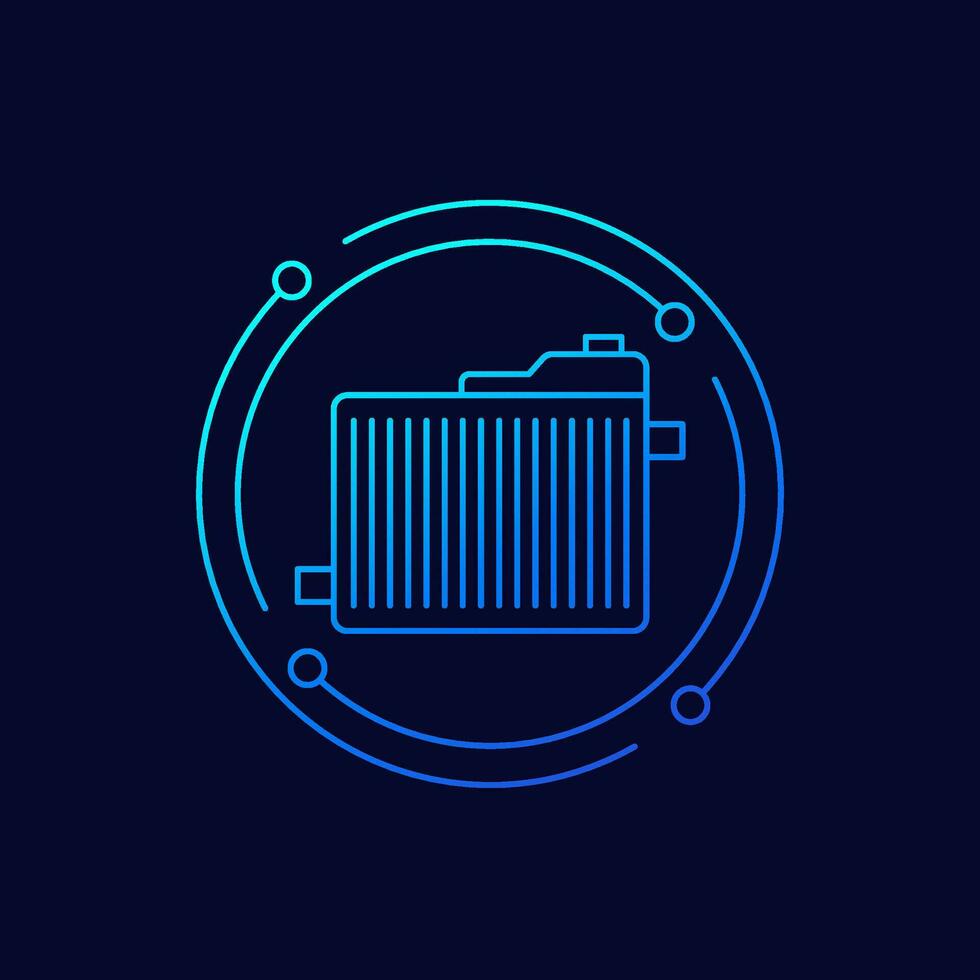 car radiator icon, linear design vector