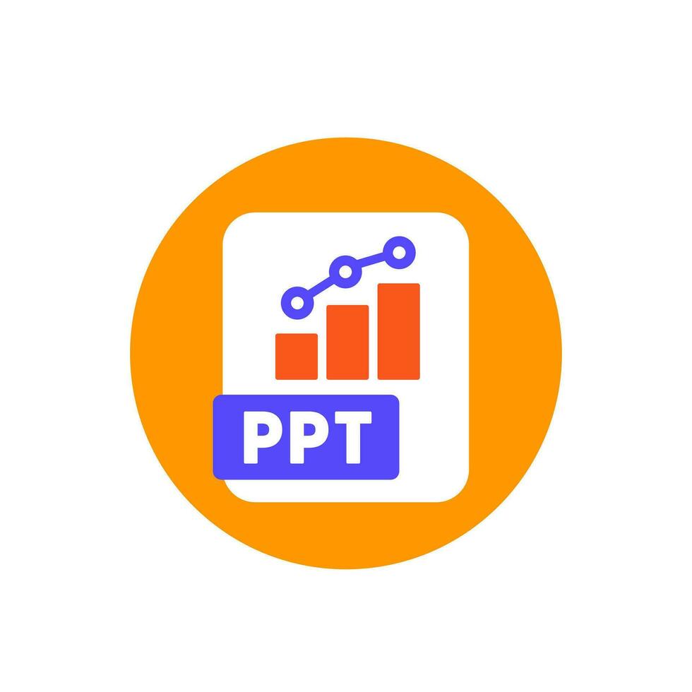 PPT file format icon, presentation and slides flat vector