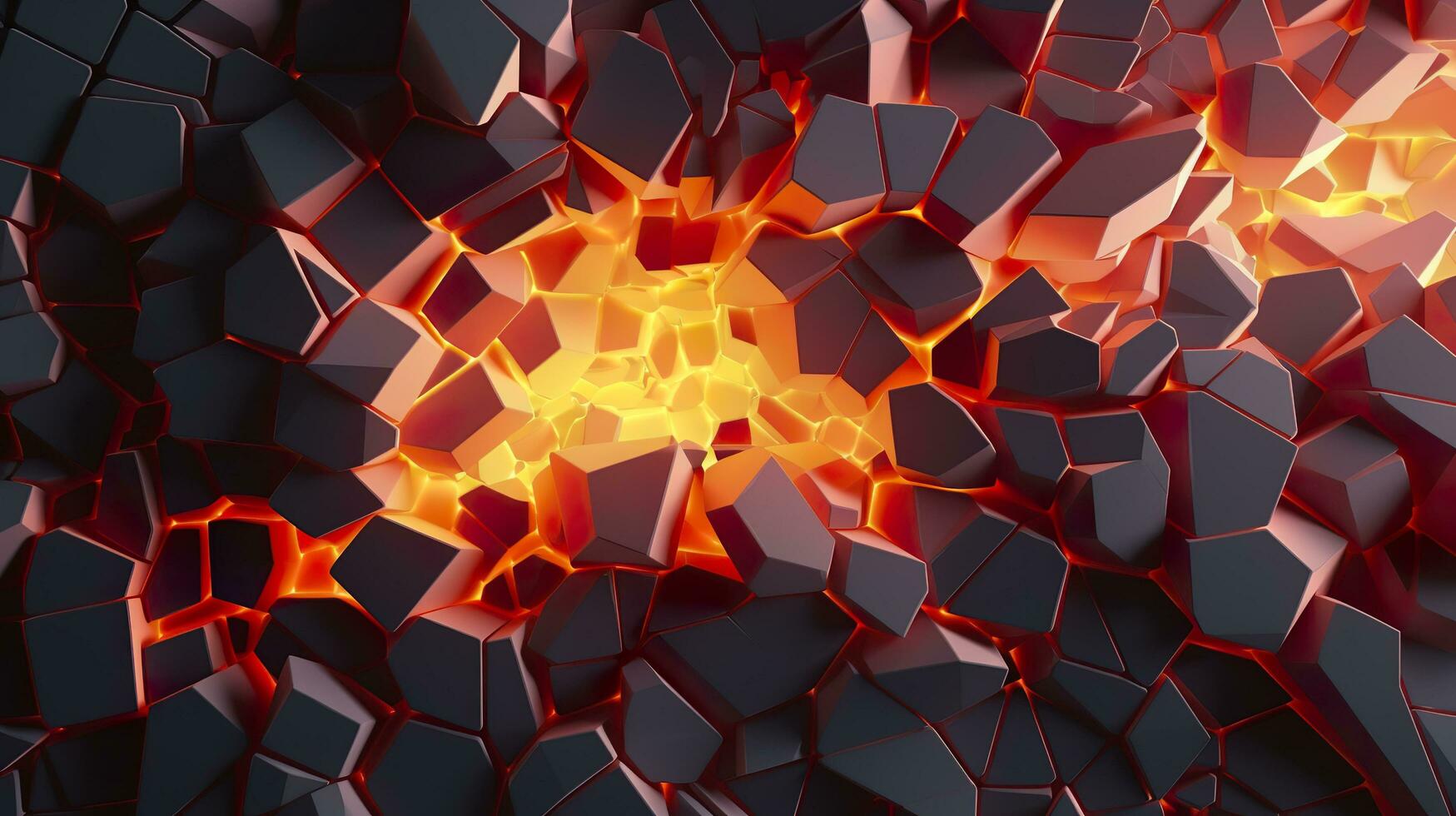 Abstract geometric background. Explosion power design with the crushing surface. 3d illustration. AI Generative photo