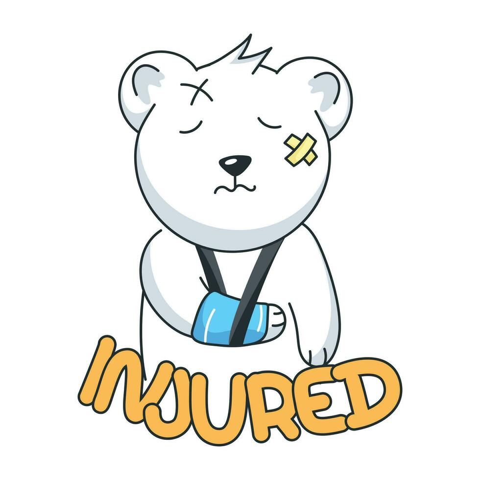 Trendy Injured Bear vector