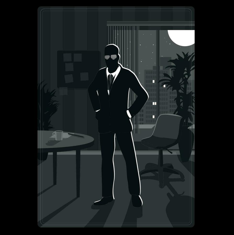 oficina trabajador silueta tarjeta. oscuro ilustración de un oficina trabajador vector