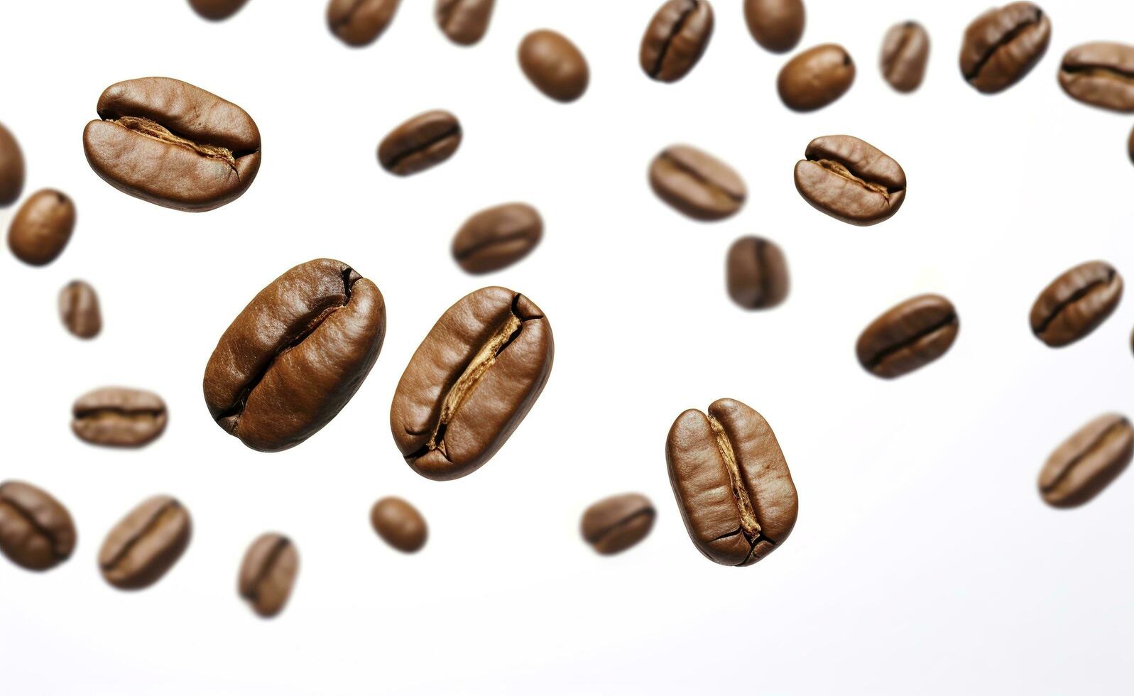 Coffee Bean flying on white background, 3d illustration. Generative AI photo