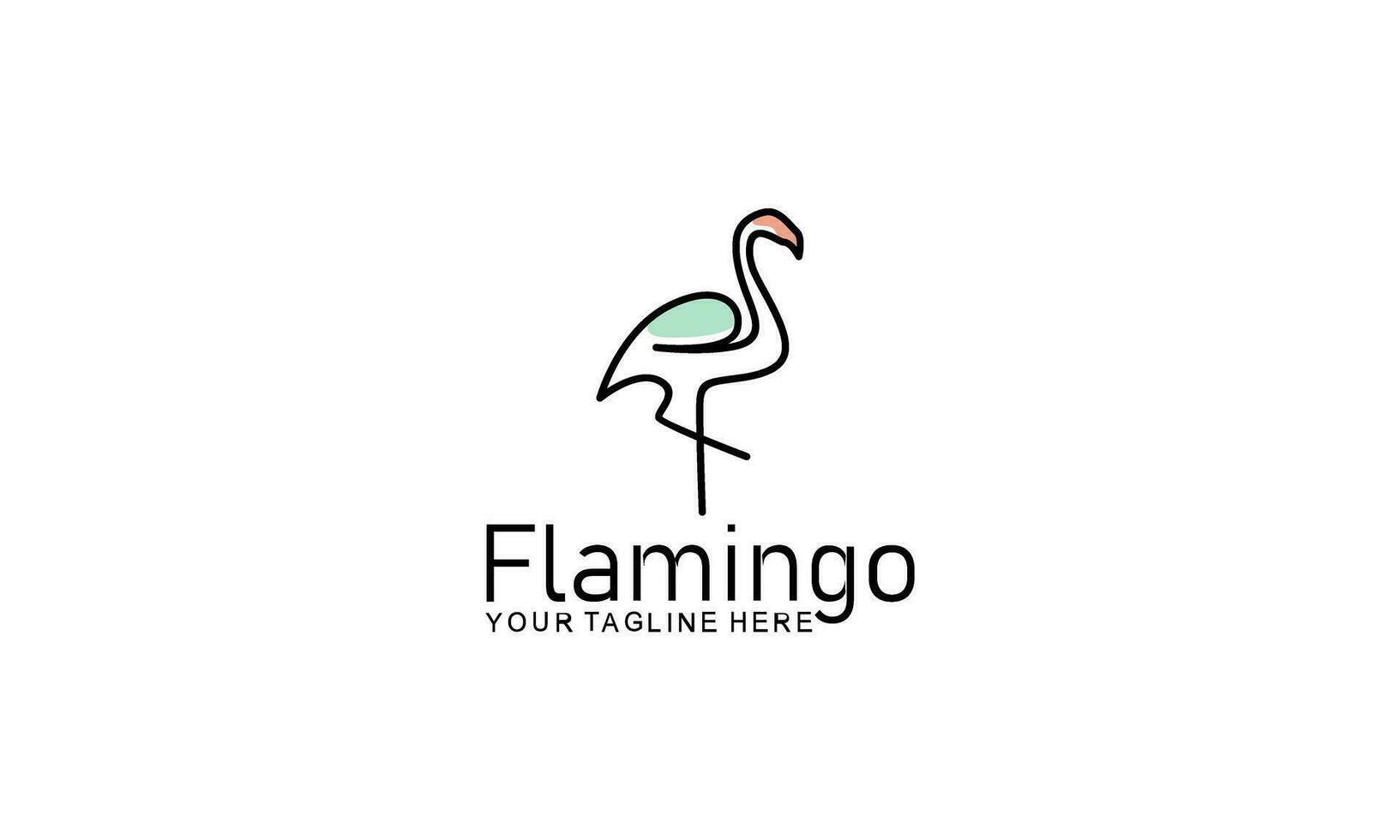 Flamingo logo concept design. Line art vector illustration