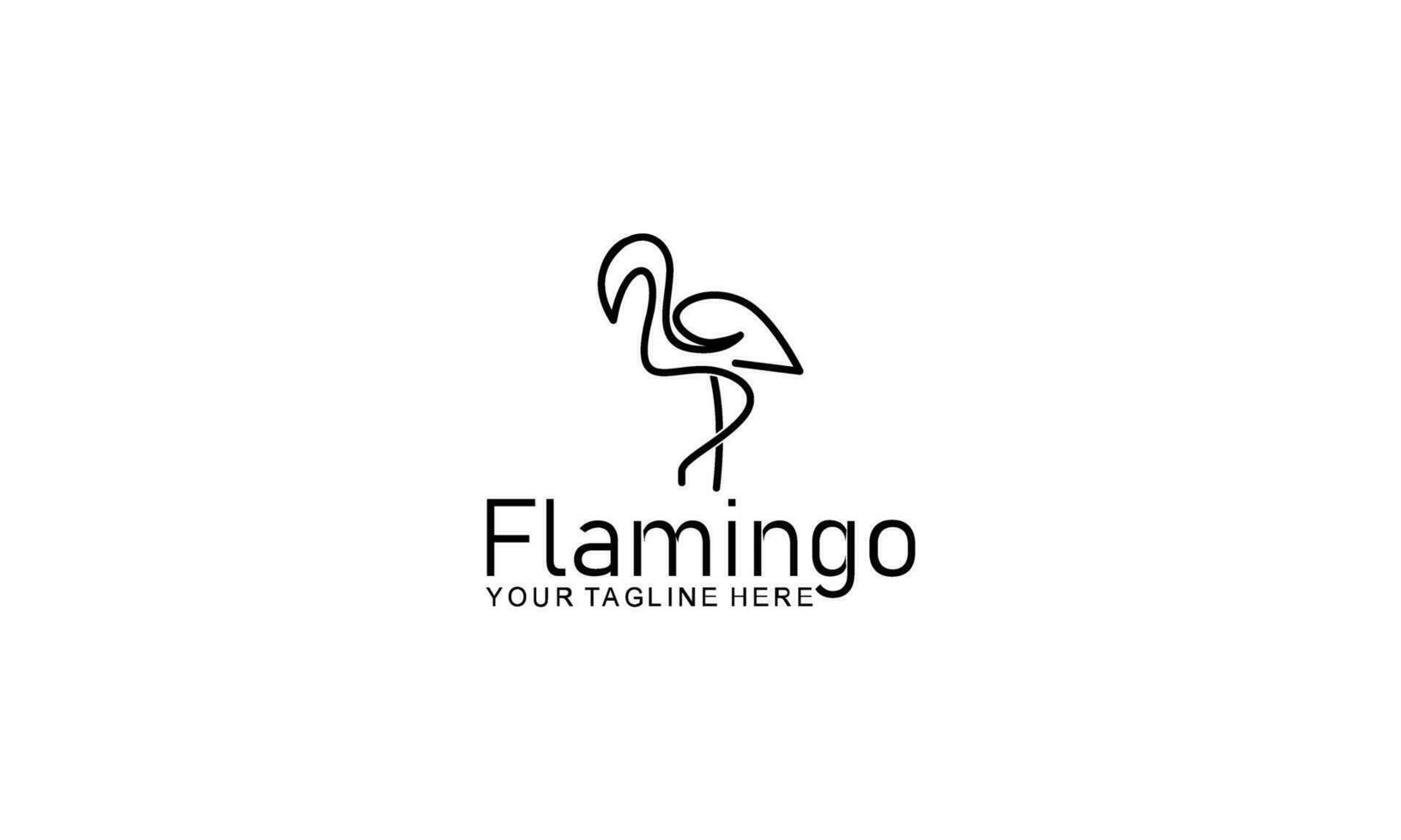 Flamingo logo concept design. Line art vector illustration