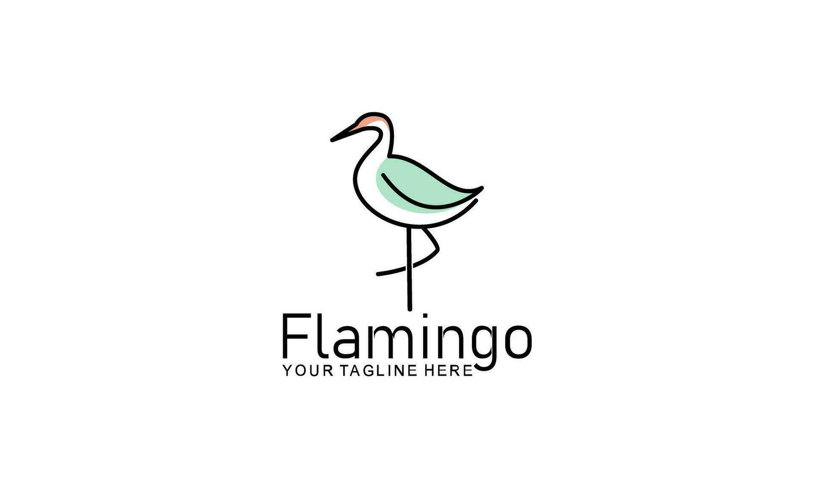 Flamingo logo concept design. Line art vector illustration