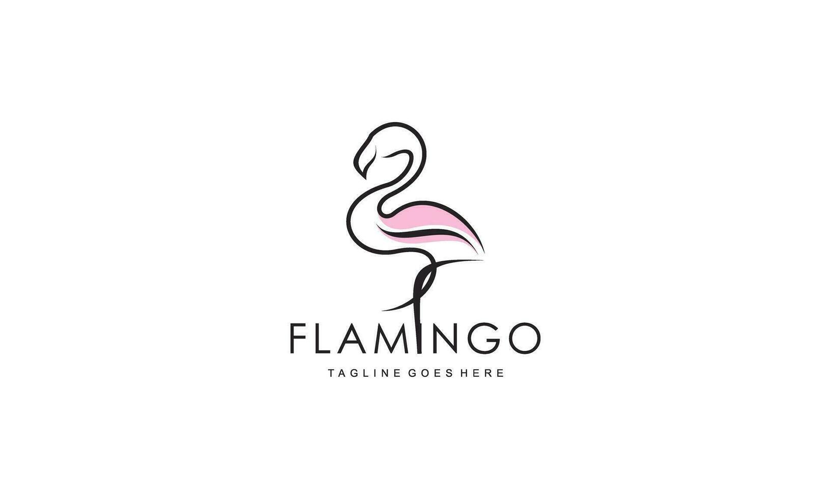 Flamingo logo concept design. Line art vector illustration