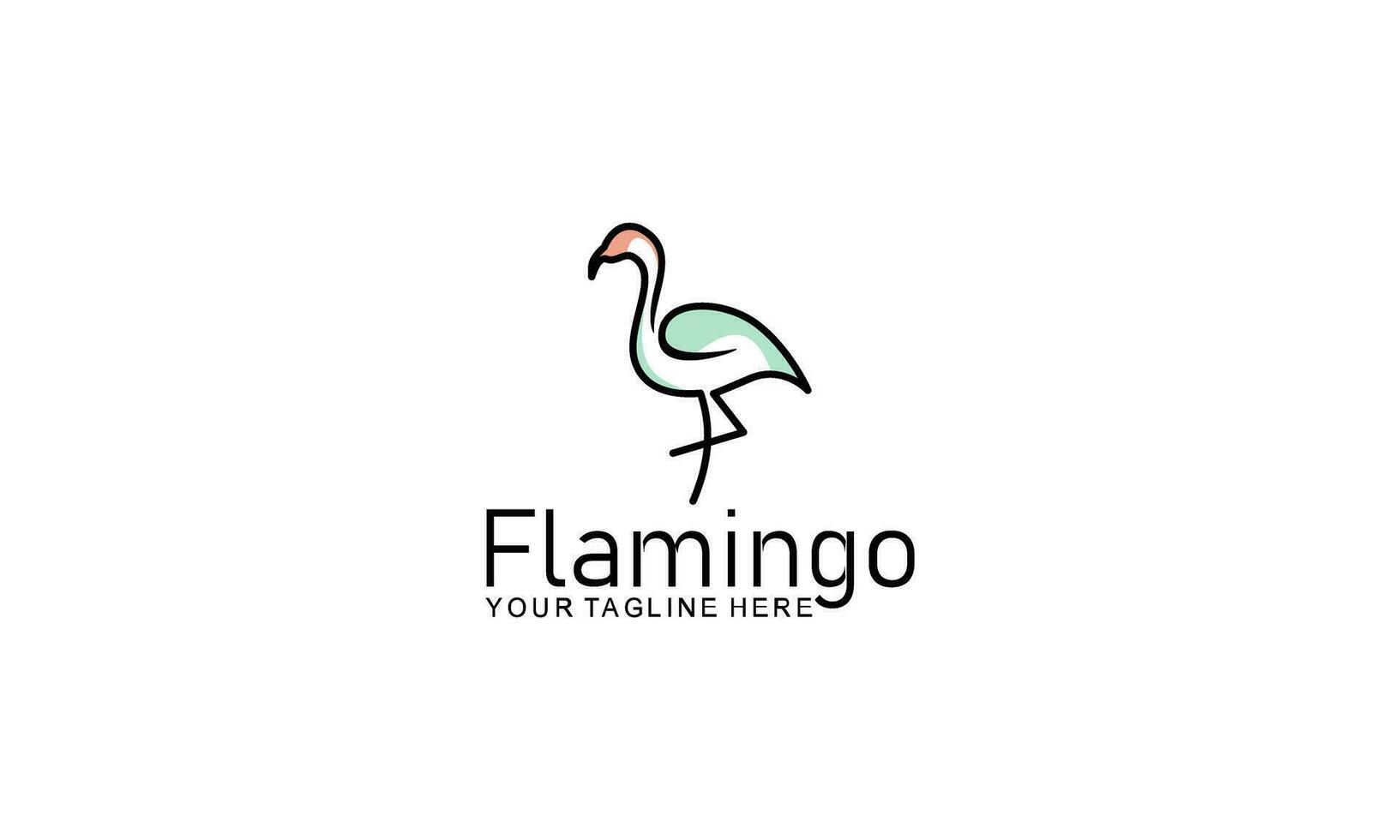 Flamingo logo concept design. Line art vector illustration