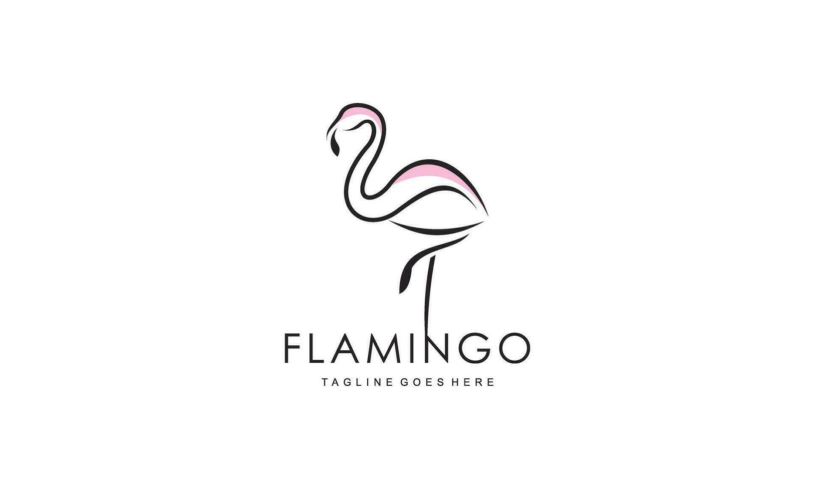 Flamingo logo concept design. Line art vector illustration