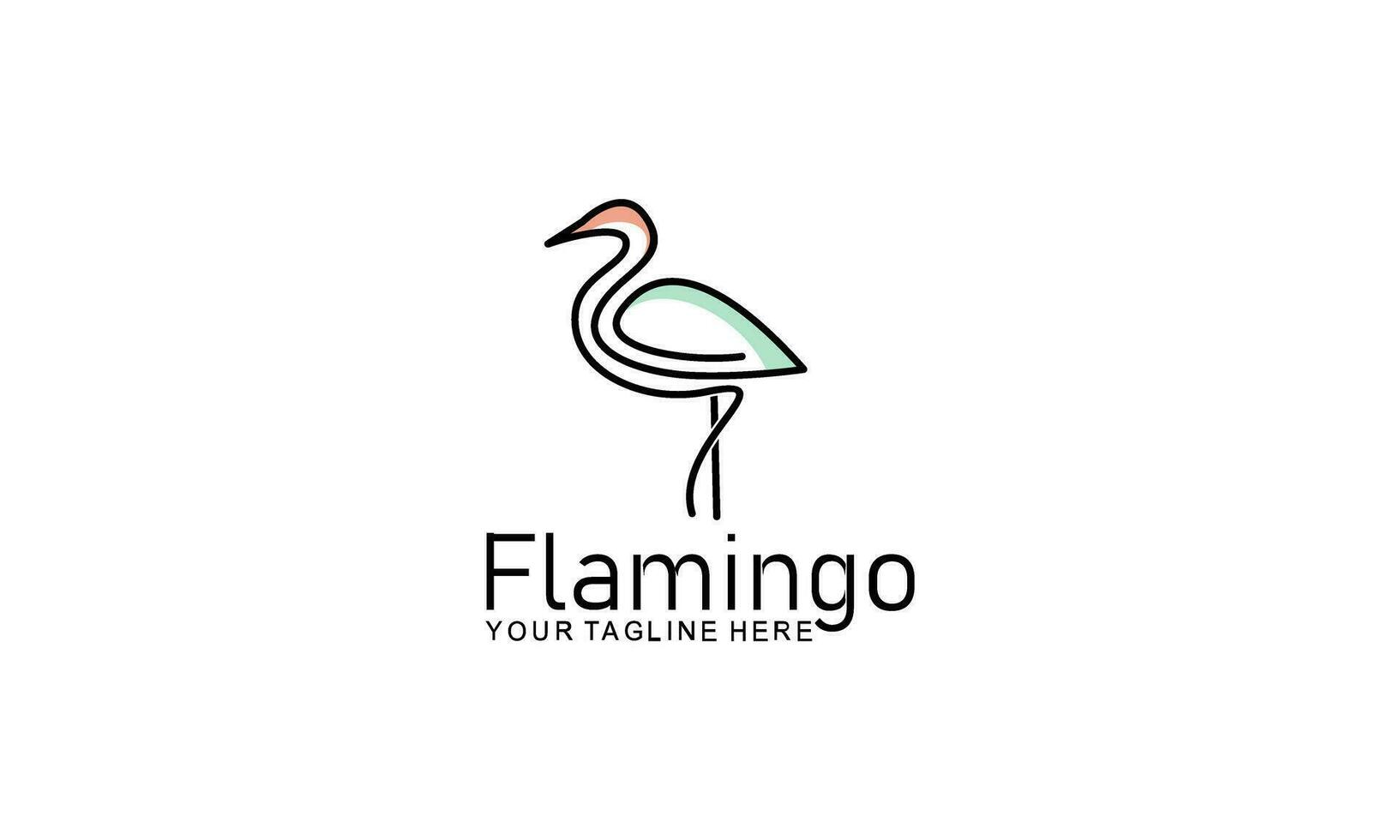 Flamingo logo concept design. Line art vector illustration